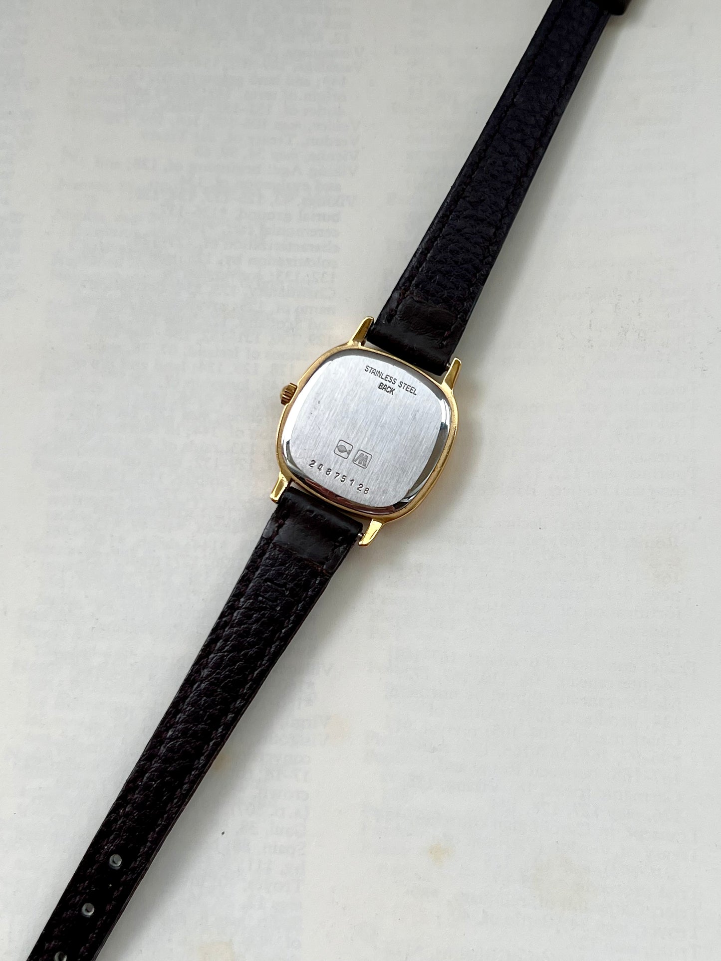 Longines Ladies Gold Cushion Watch with Champagne Stripe Dial