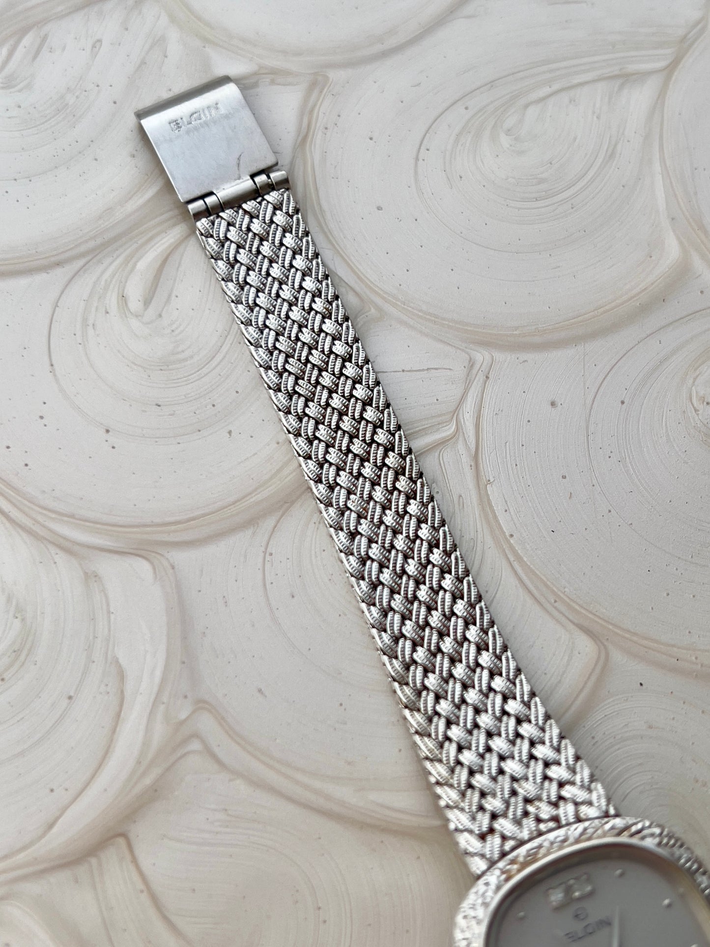 Elgin Silver Woman's Watch with Crystal Accent