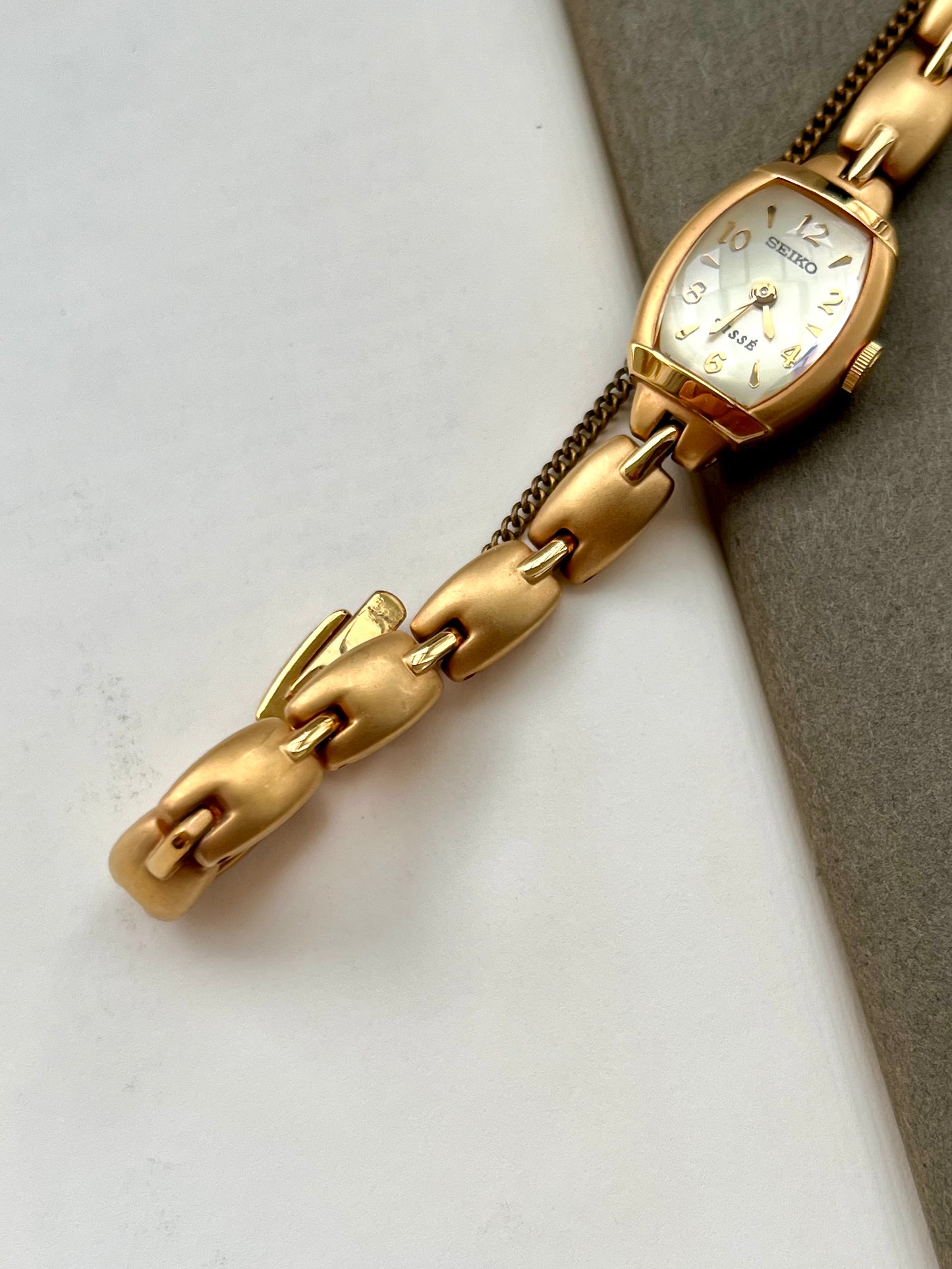 Seiko Tisse Ladies Gold Bracelet Watch with Domed Crystal and Matte Finish