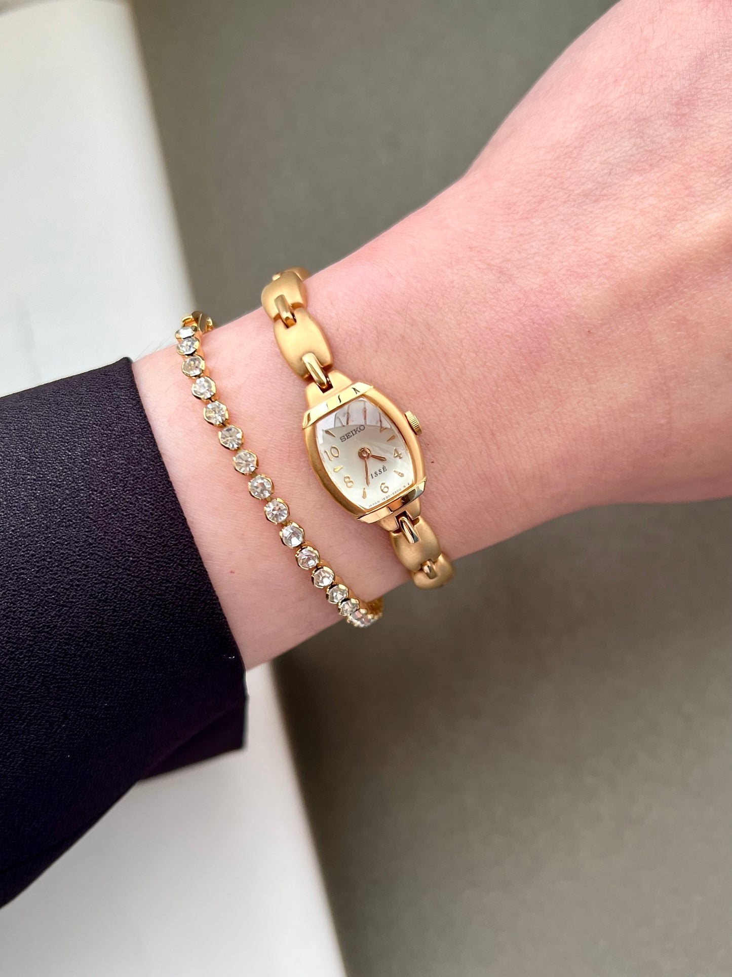 Seiko Tisse Ladies Gold Bracelet Watch with Domed Crystal and Matte Finish