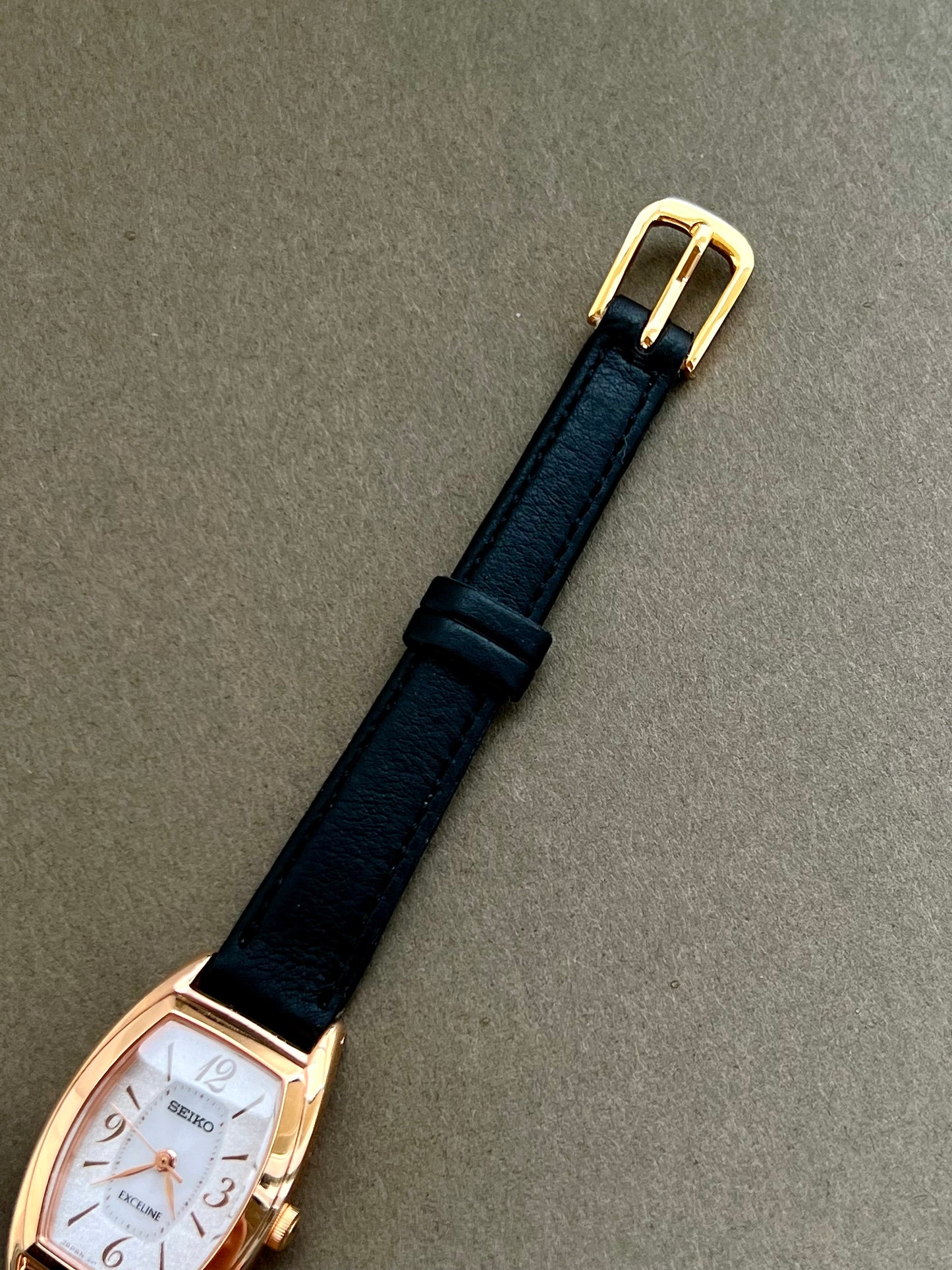 Seiko Exceline Ladies Gold Tonneau Watch with Stardust Dial