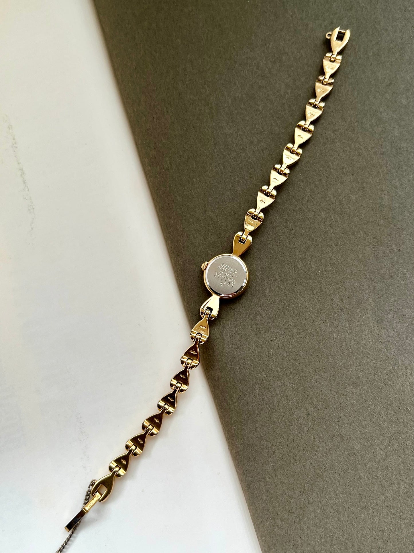 Seiko Ladies Gold Teardrop Bracelet Watch with Champagne Dial