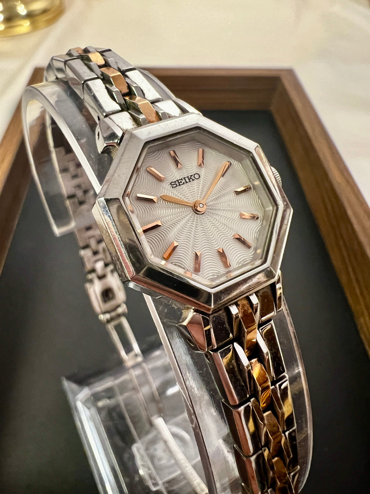 Seiko Octagonal Watch with Beautiful Dial Pattern