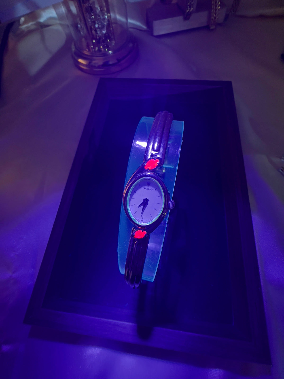 Seiko Gold Bangle Watch with Rubies