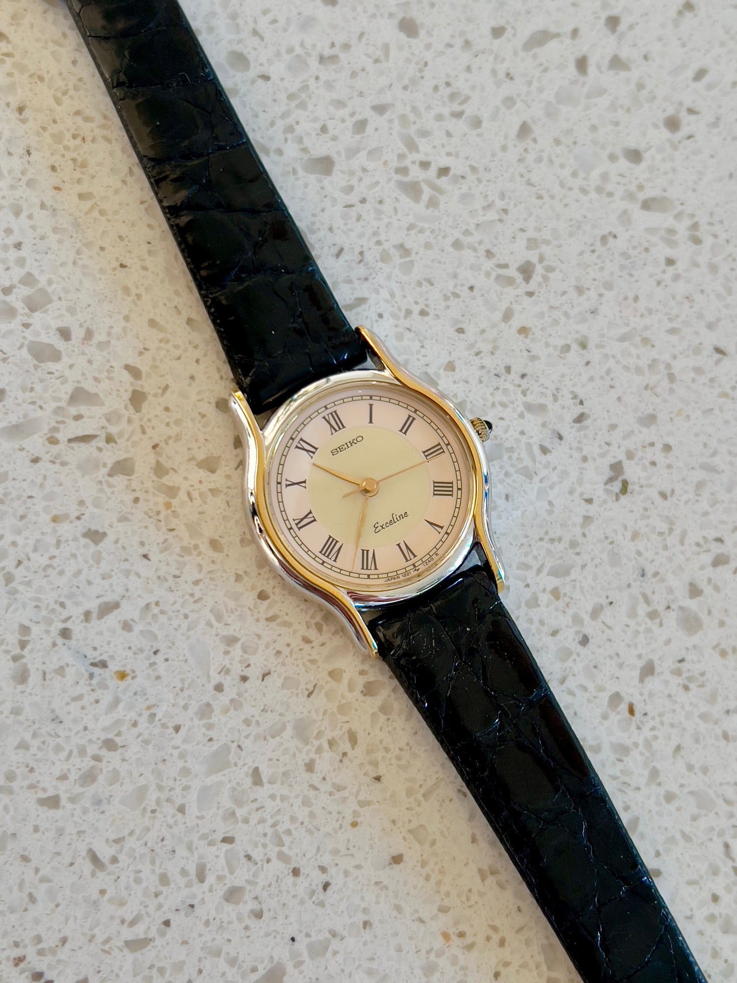 Seiko Exceline Two Tone Woman's Watch with Salmon & Cream Dial