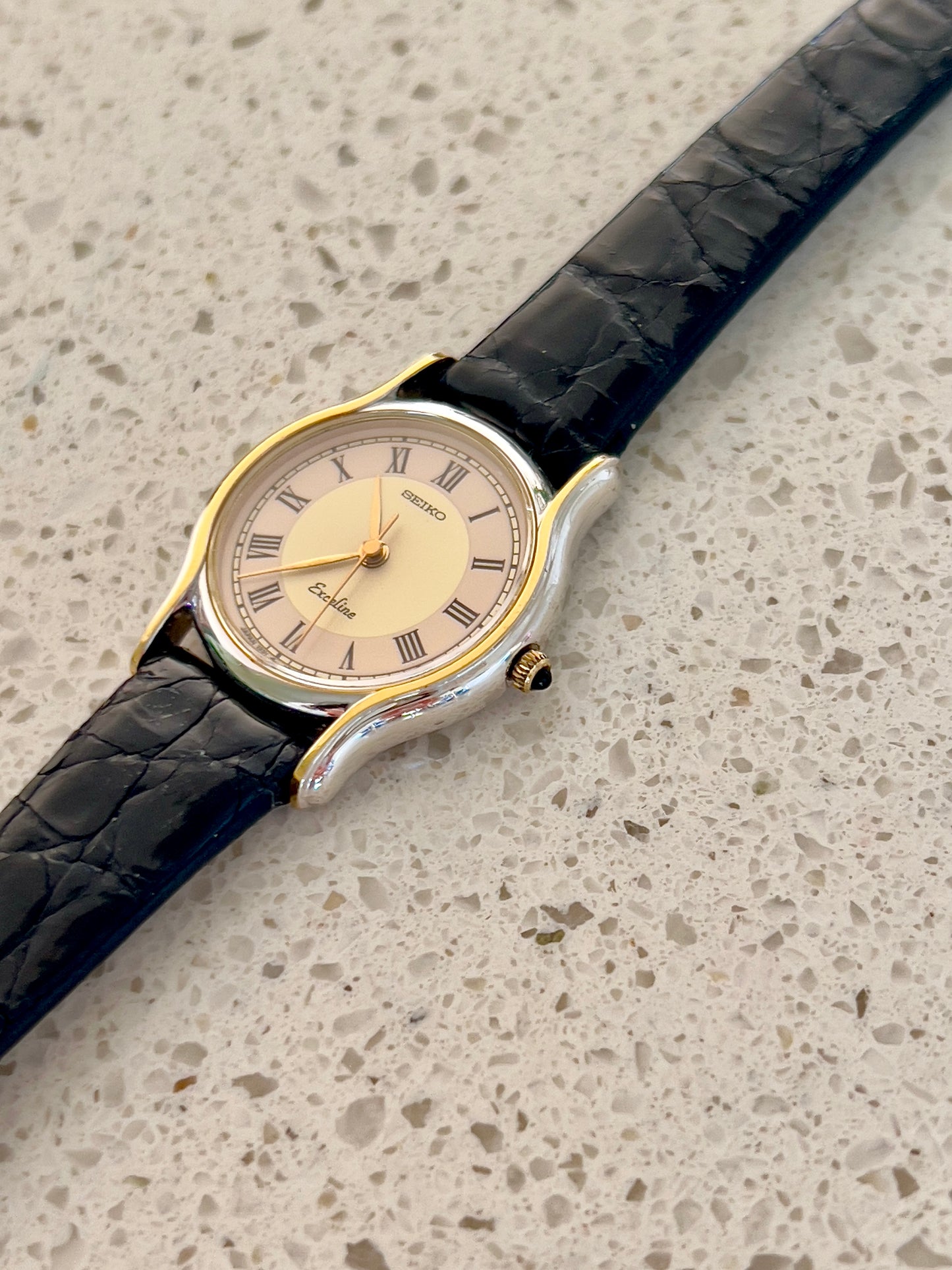 Seiko Exceline Two Tone Woman's Watch with Salmon & Cream Dial