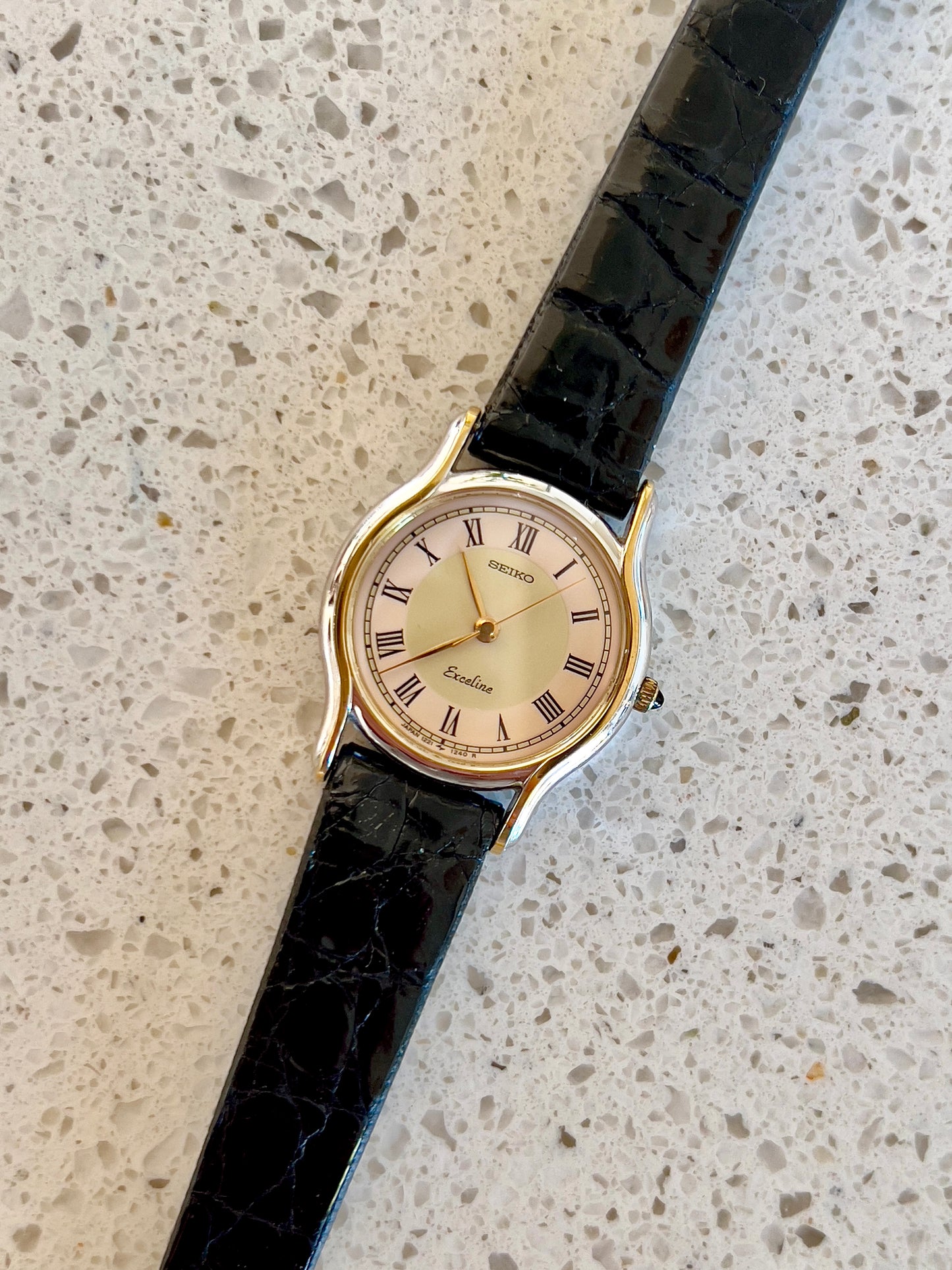 Seiko Exceline Two Tone Woman's Watch with Salmon & Cream Dial