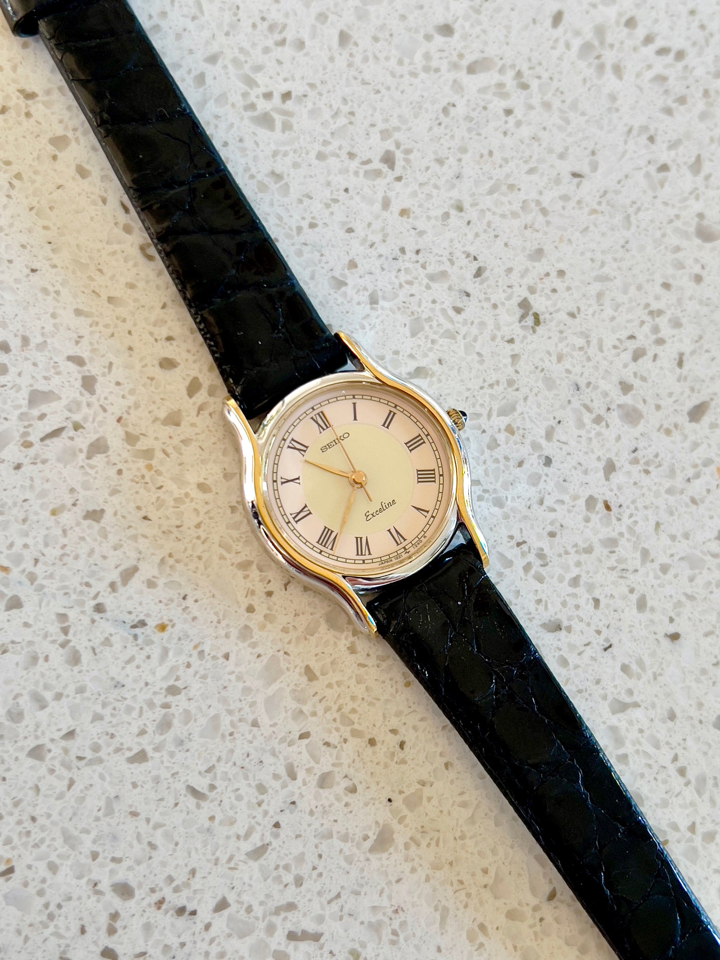 Seiko Exceline Two Tone Woman's Watch with Salmon & Cream Dial