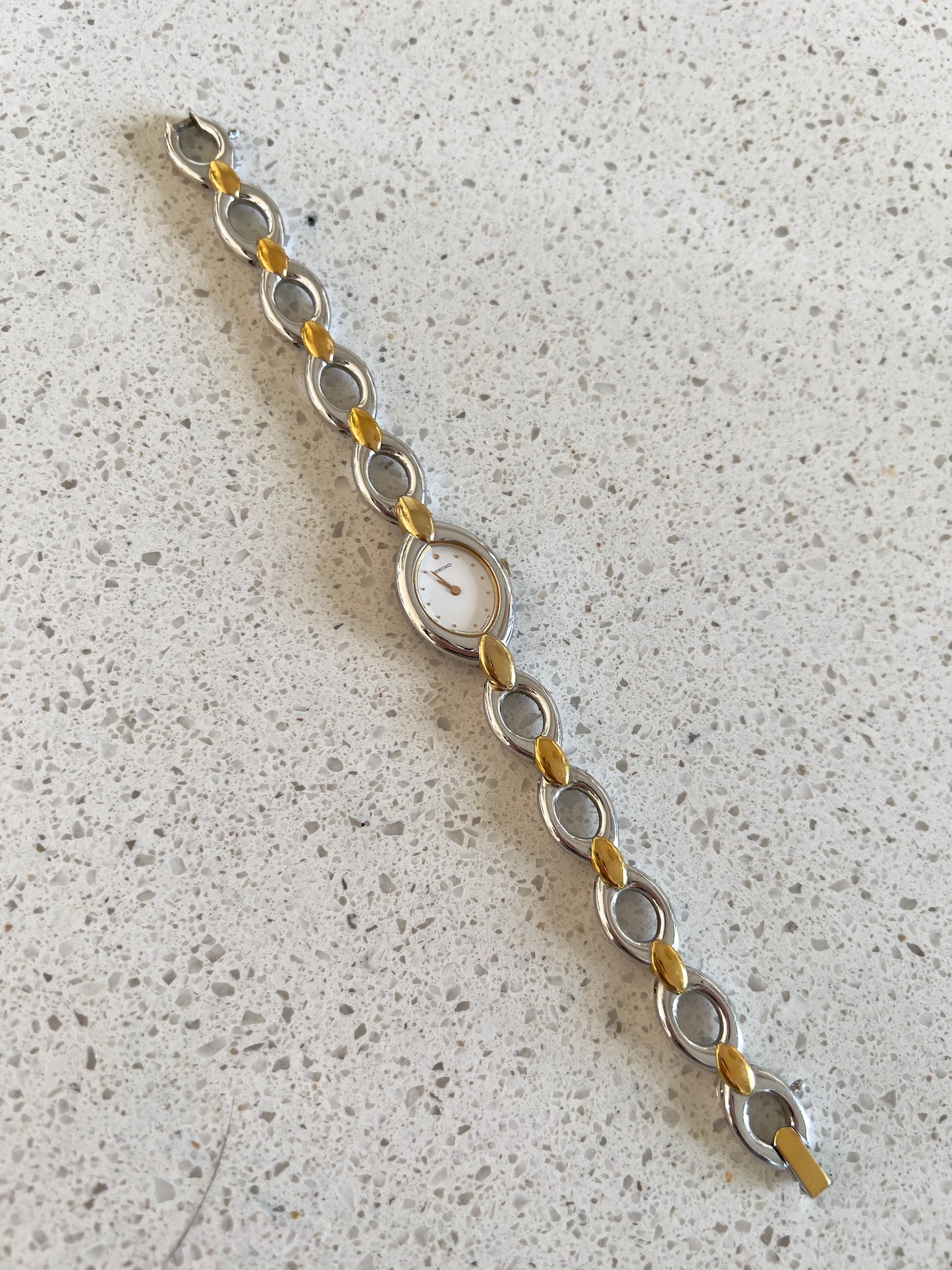 Seiko Two Toned Woman's Watch with Oval Linking Bracelet