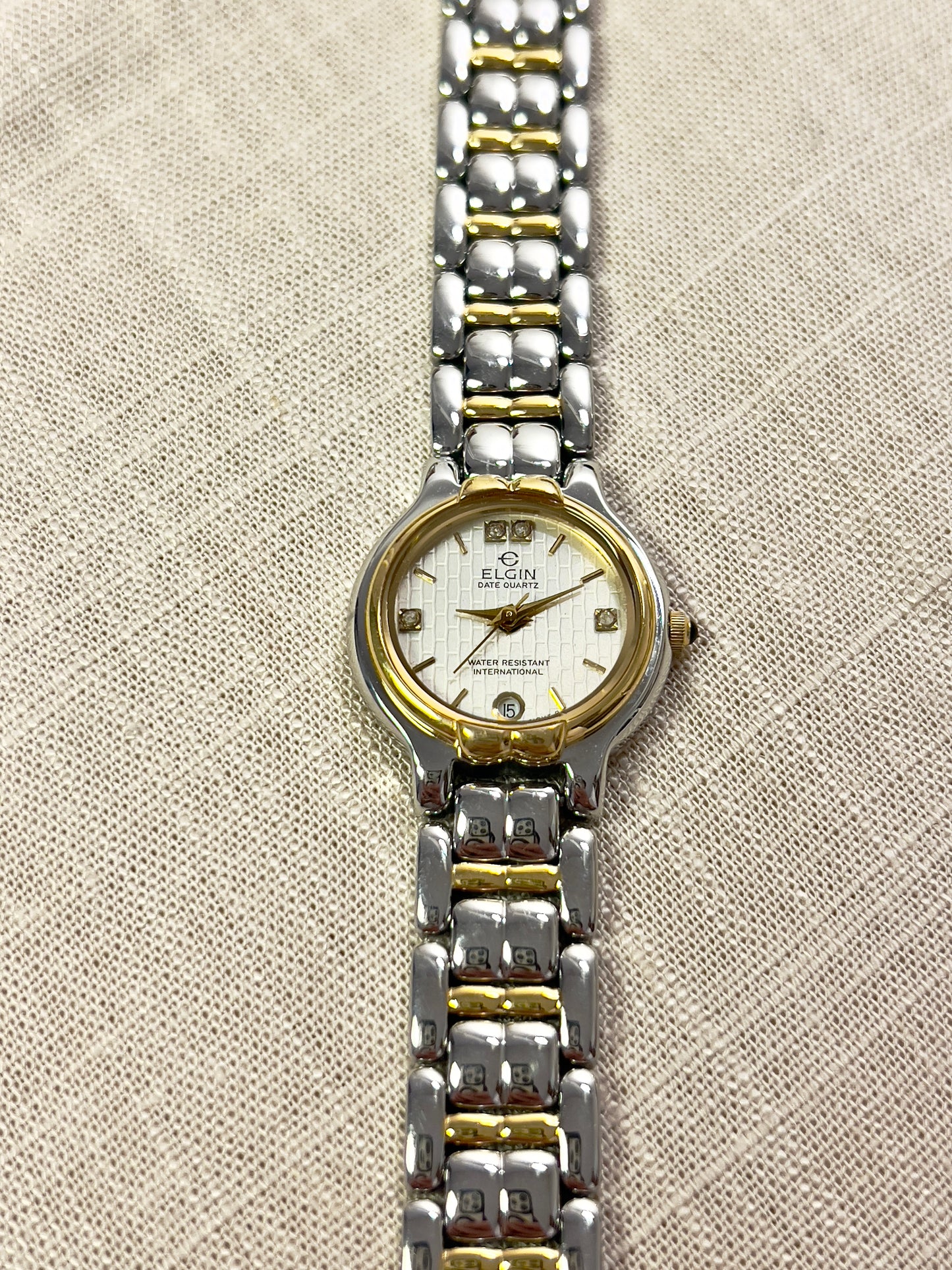Elgin Two Tone Woman’s Watch with Textured Dial