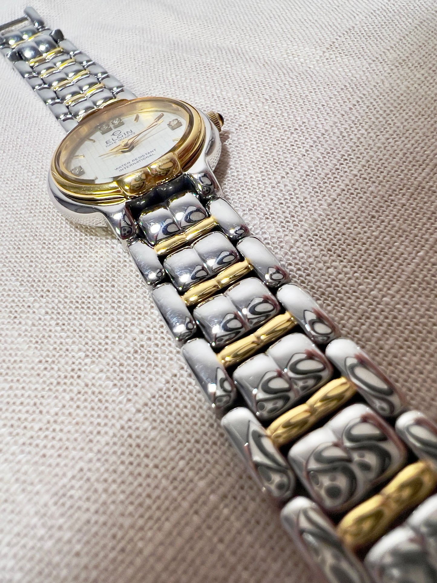 Elgin Two Tone Woman’s Watch with Textured Dial