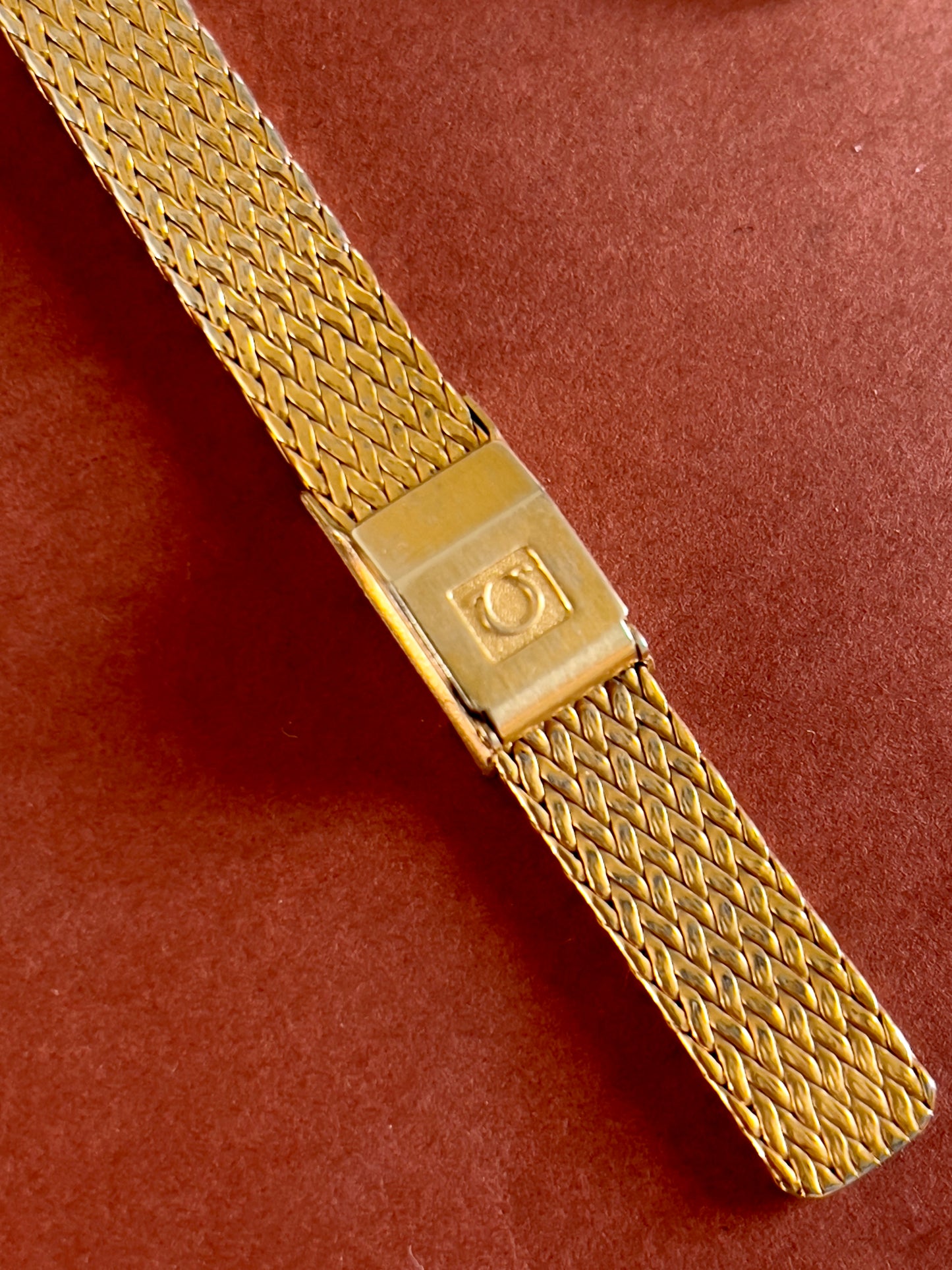 Omega Gold Toned De Ville Woman's Watch with Mesh Bracelet