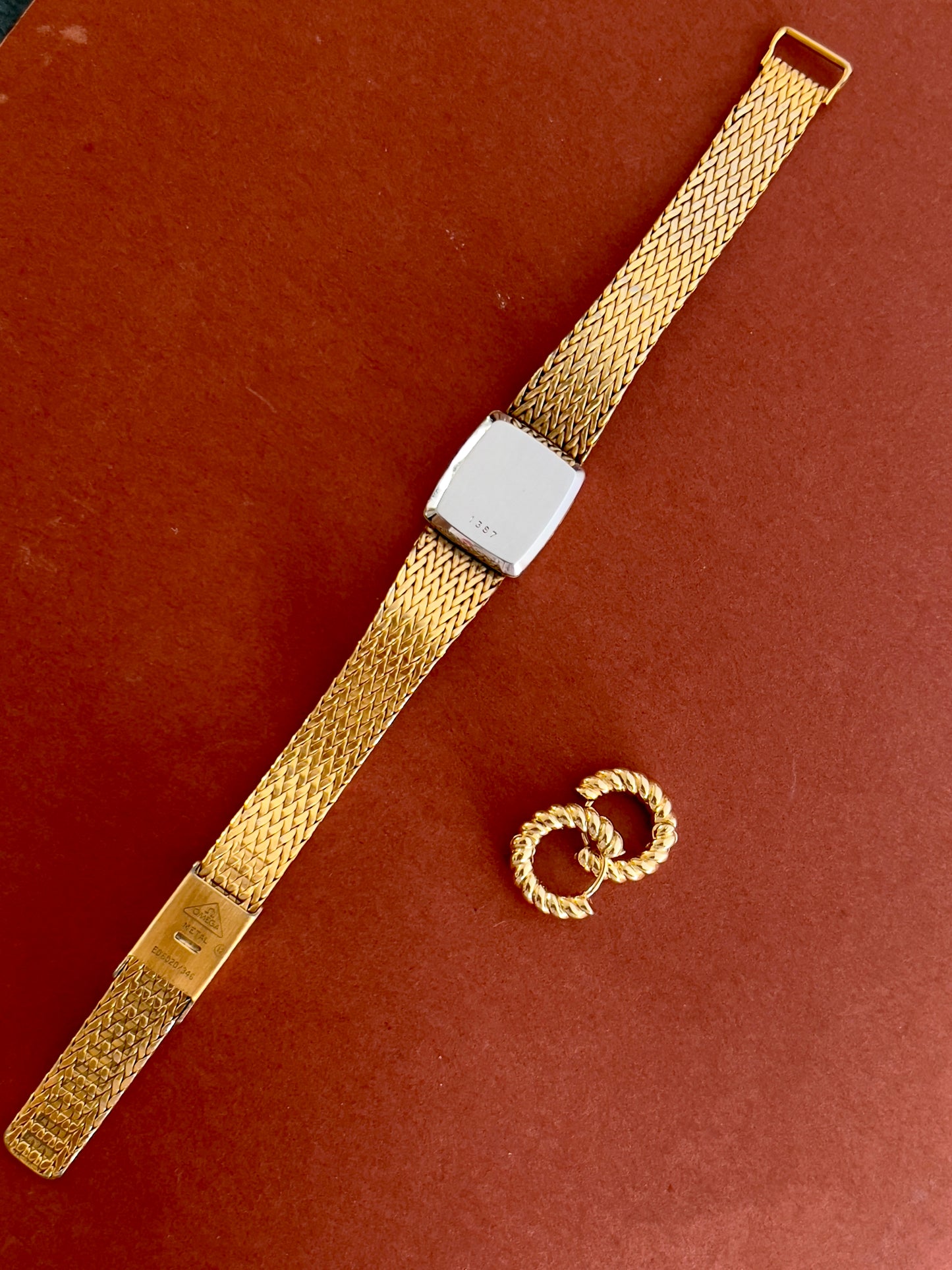 Omega Gold Toned De Ville Woman's Watch with Mesh Bracelet