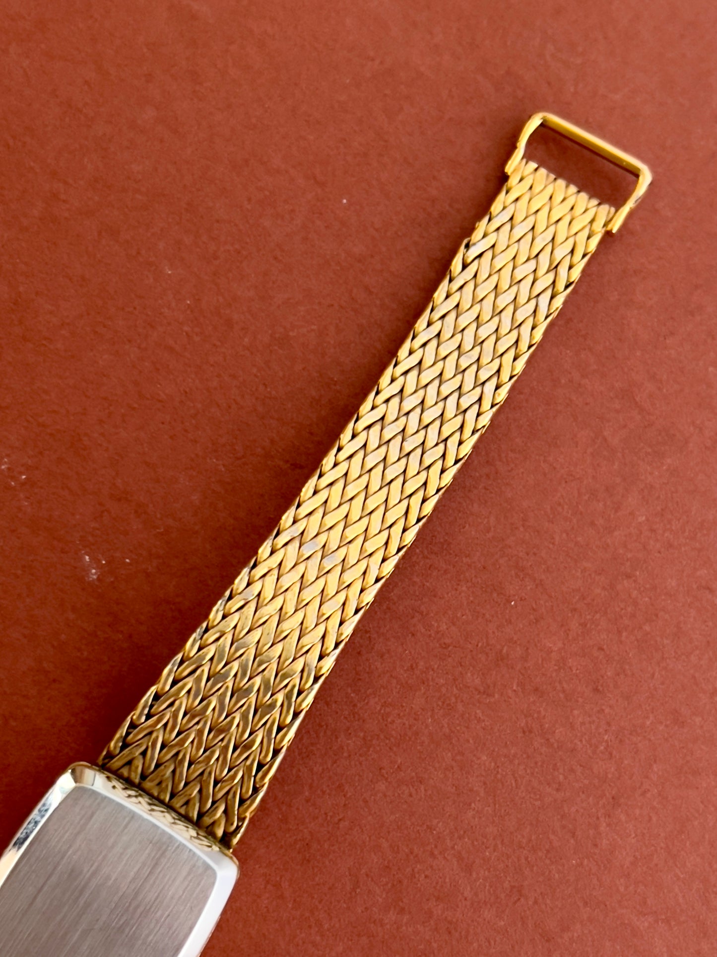 Omega Gold Toned De Ville Woman's Watch with Mesh Bracelet