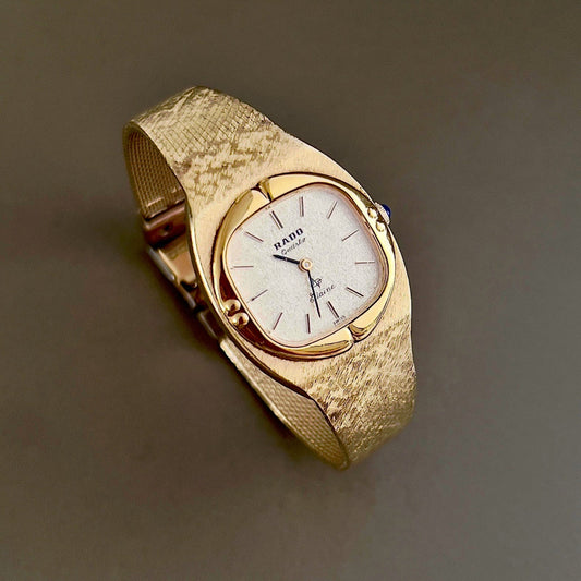 Rado Gold Toned Woman's Watch with Linen Textured Dial