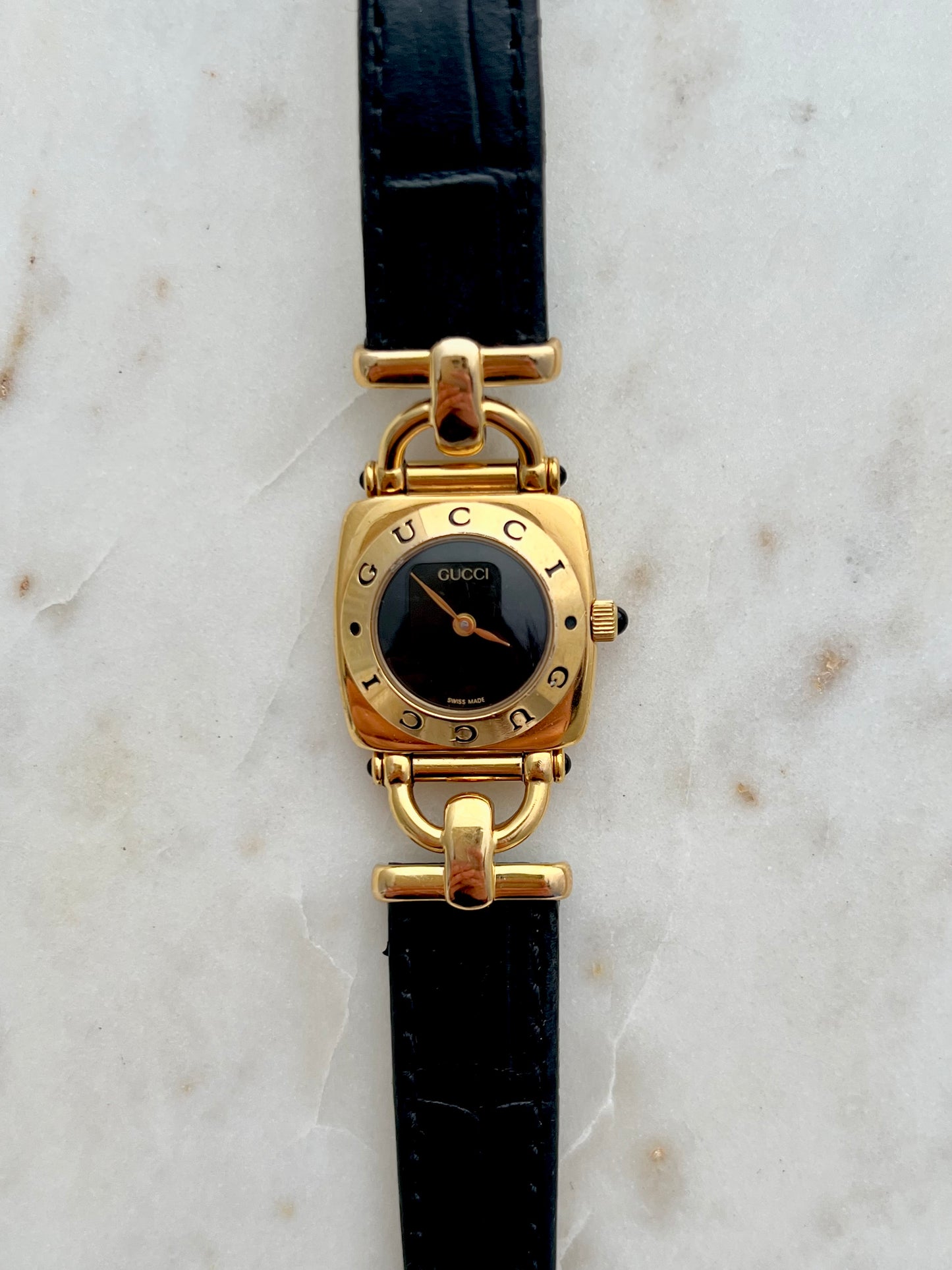 Gucci Gold Horsebit Women's Watch Black Dial 6300L