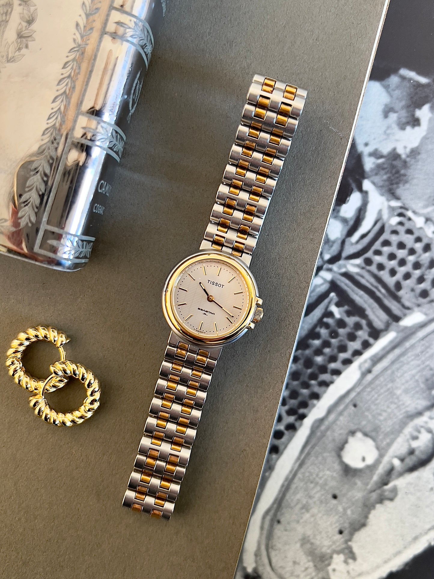 Tissot Seastar Two Toned Woman's Watch with Patterned Dial