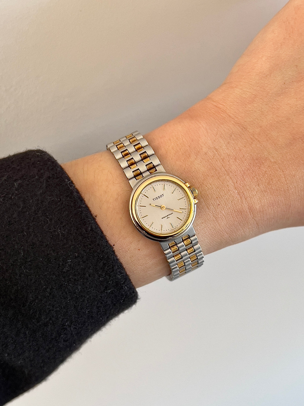 Tissot Seastar Two Toned Woman's Watch with Patterned Dial