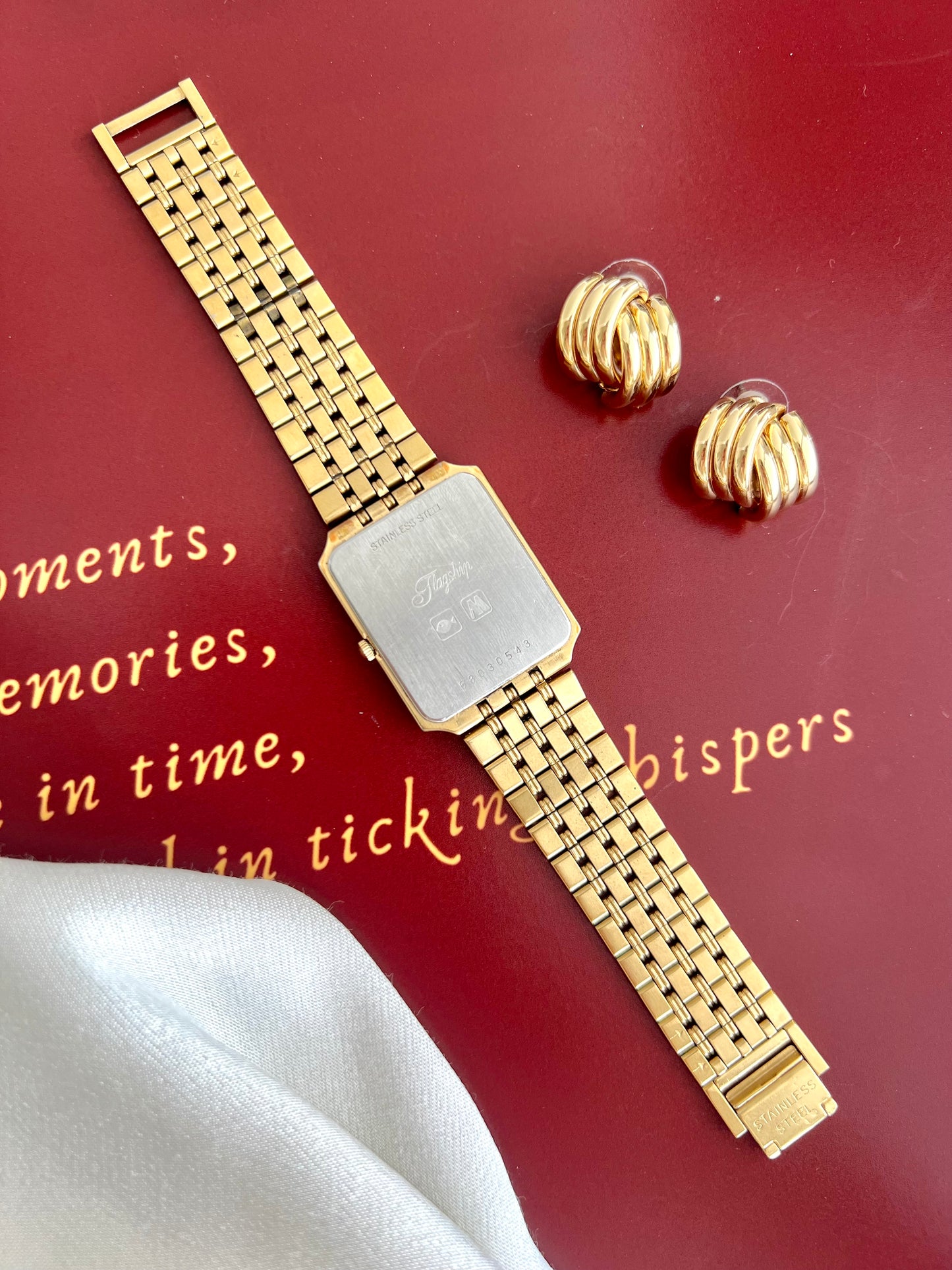 Longines Flagship Champagne Textured Rectangular Bracelet Unisex Watch
