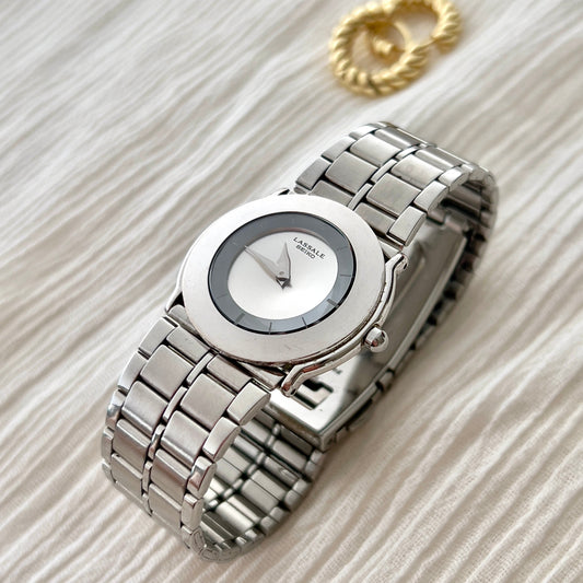 Lassale by Seiko Retrocool Woman's Watch with Unique Diamond Cut Crystal