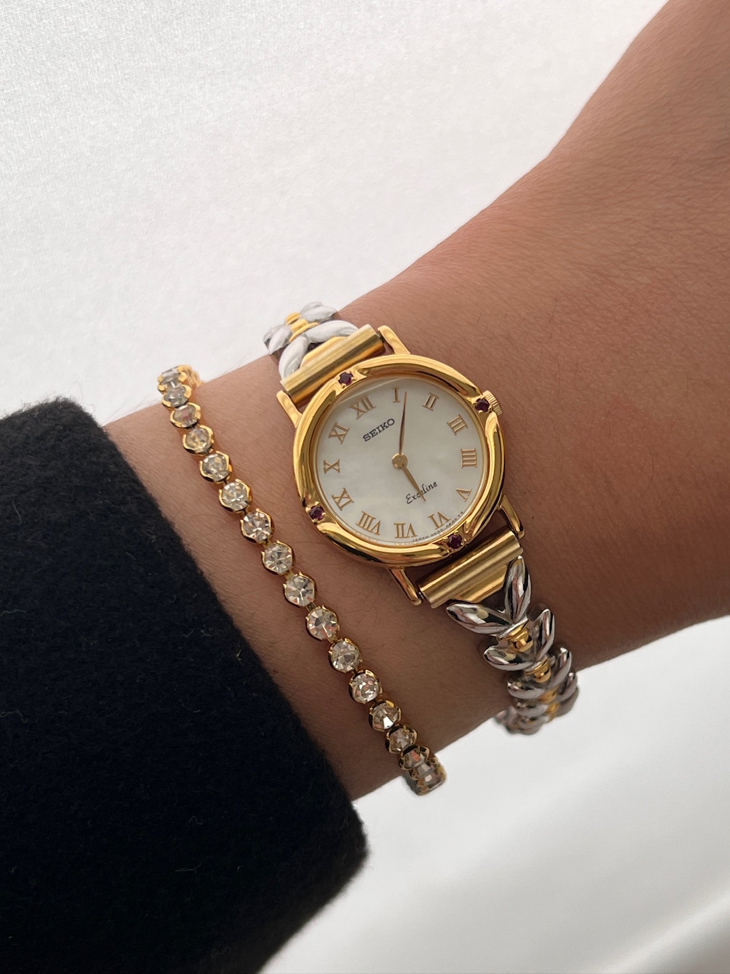 Seiko Exceline Watch with inlaid Rubies