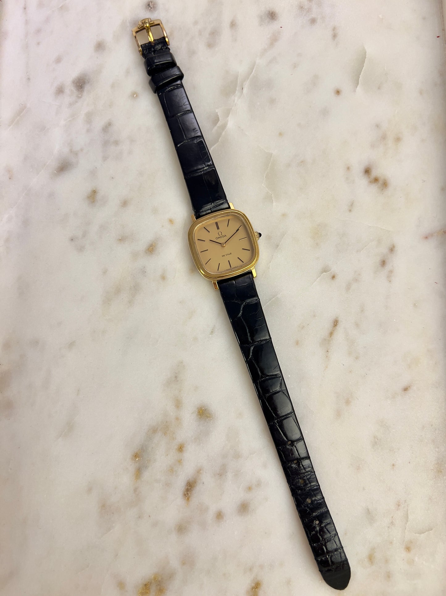 Omega Square Gold Toned Woman's Watch