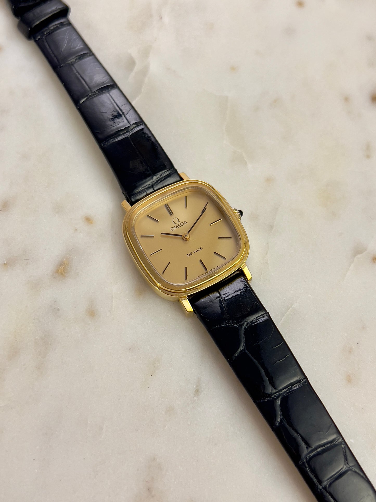 Omega Square Gold Toned Woman's Watch