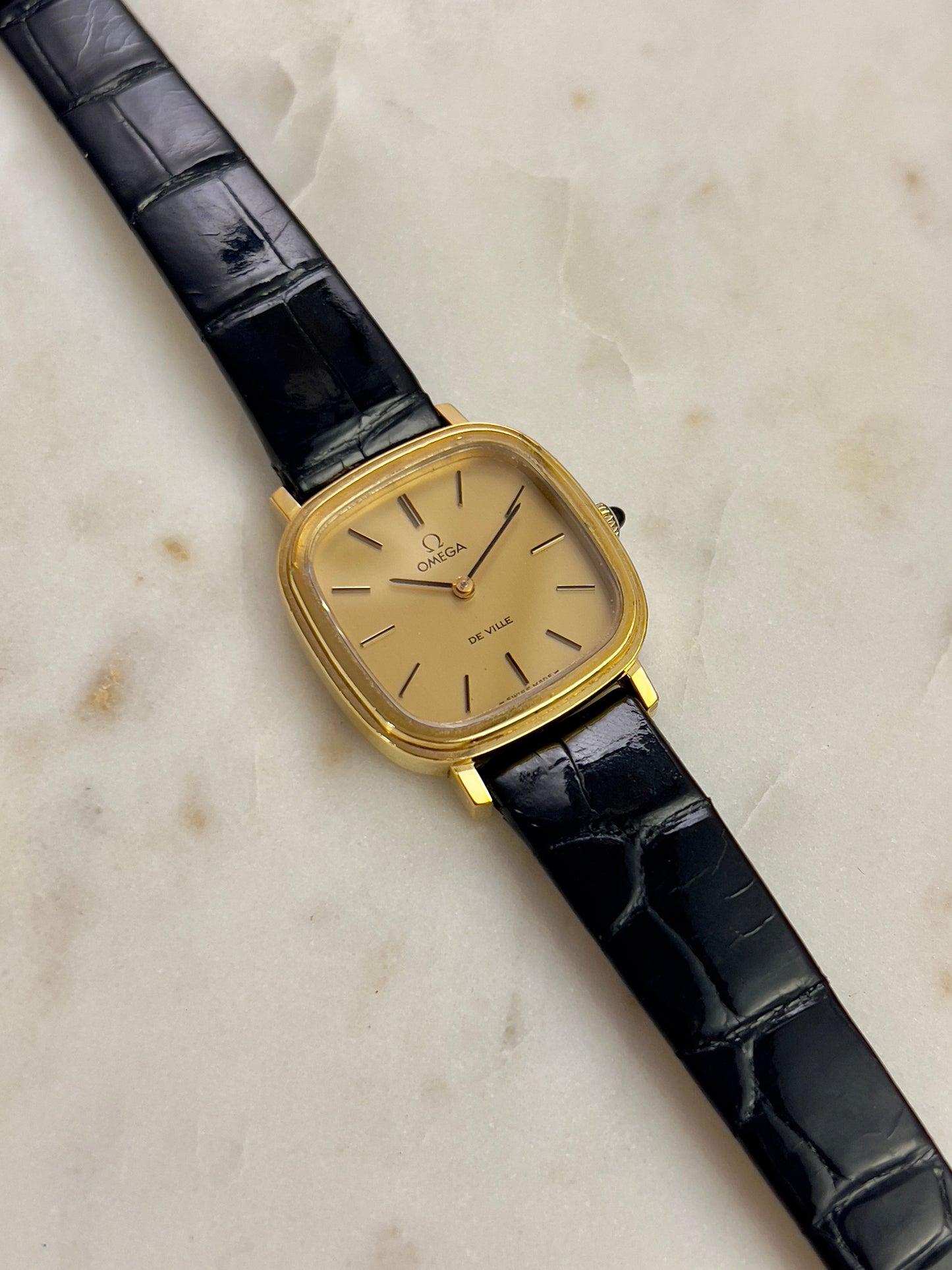 Omega Square Gold Toned Woman's Watch