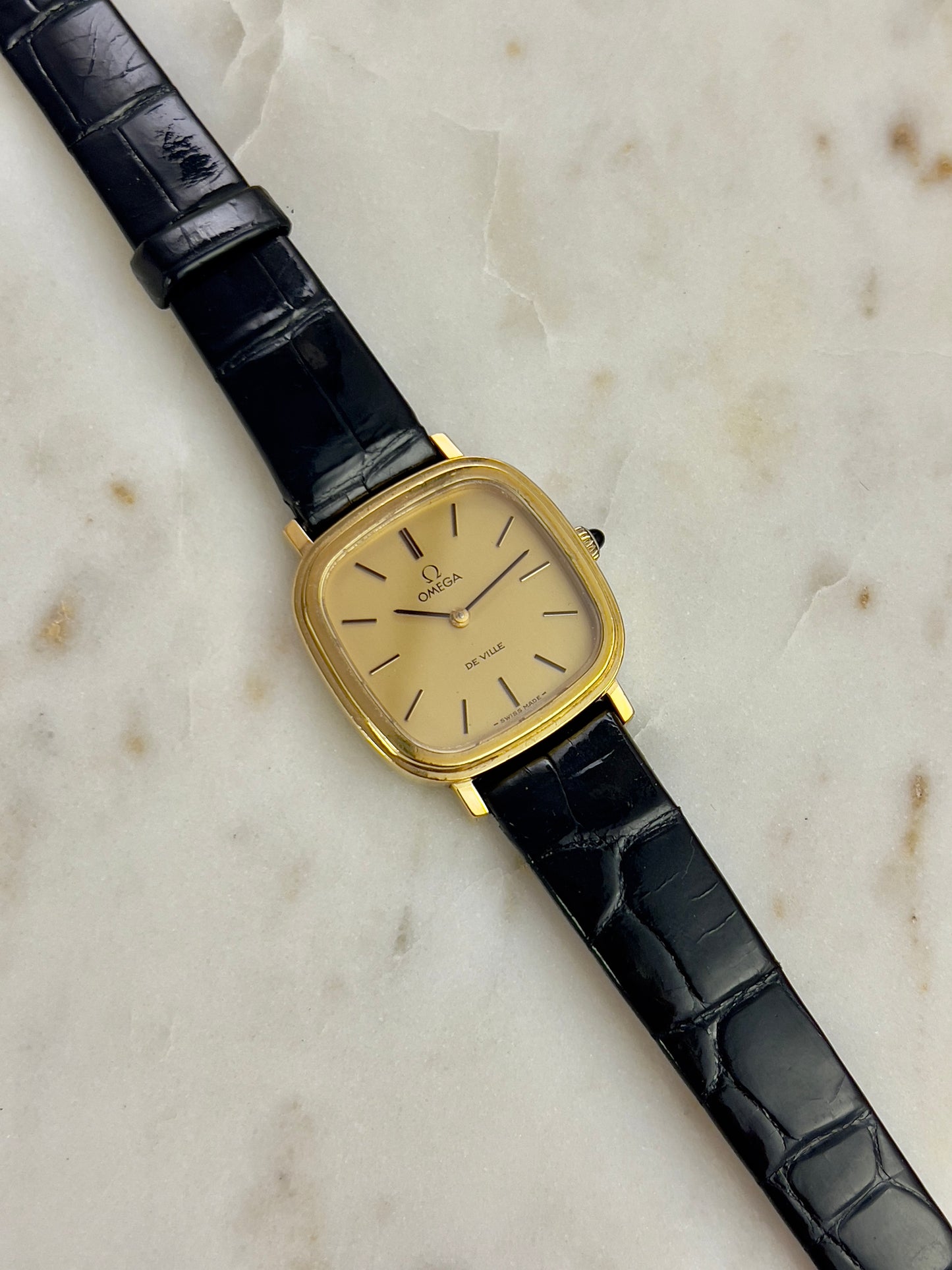 Omega Square Gold Toned Woman's Watch