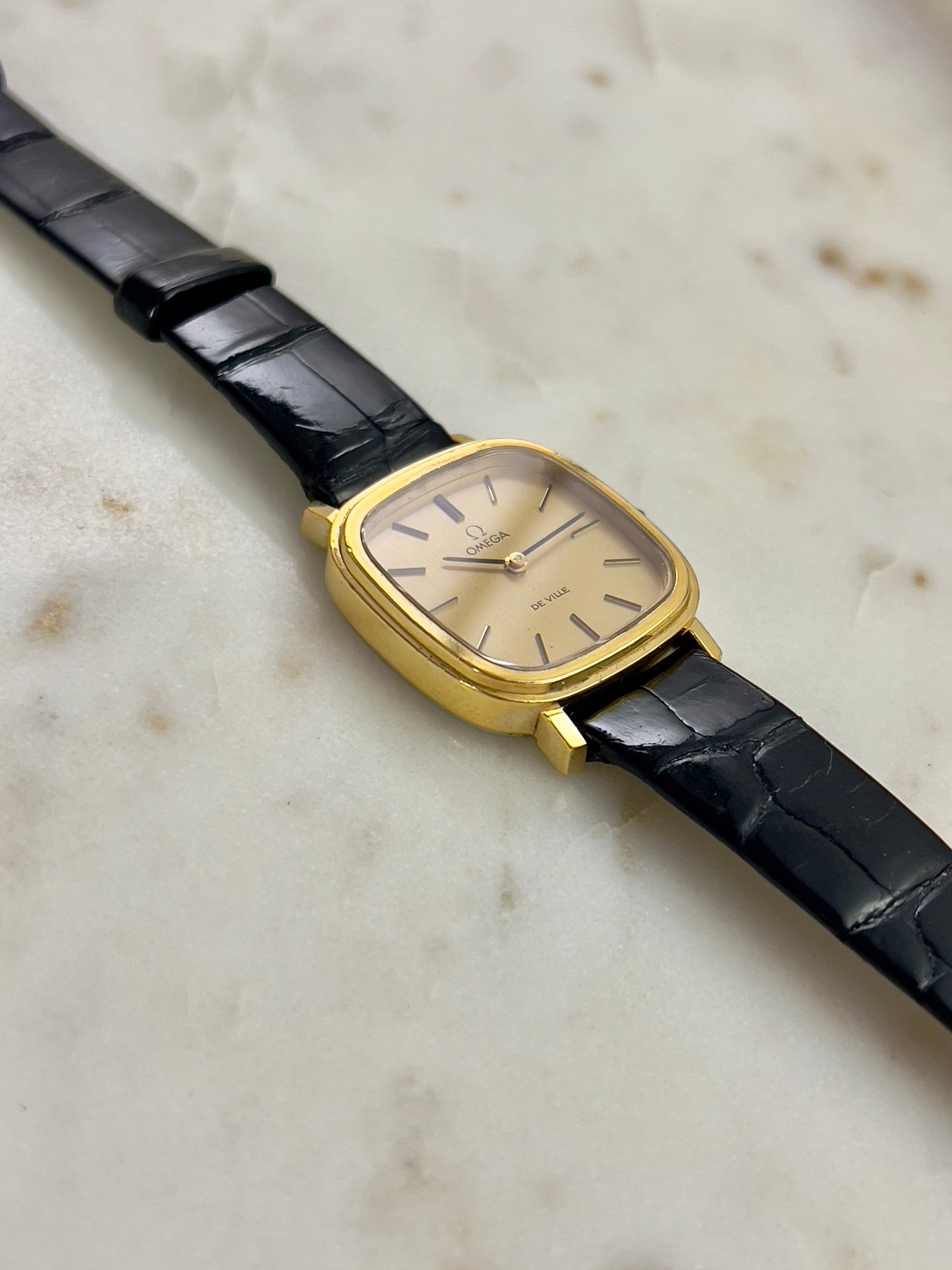 Omega Square Gold Toned Woman's Watch