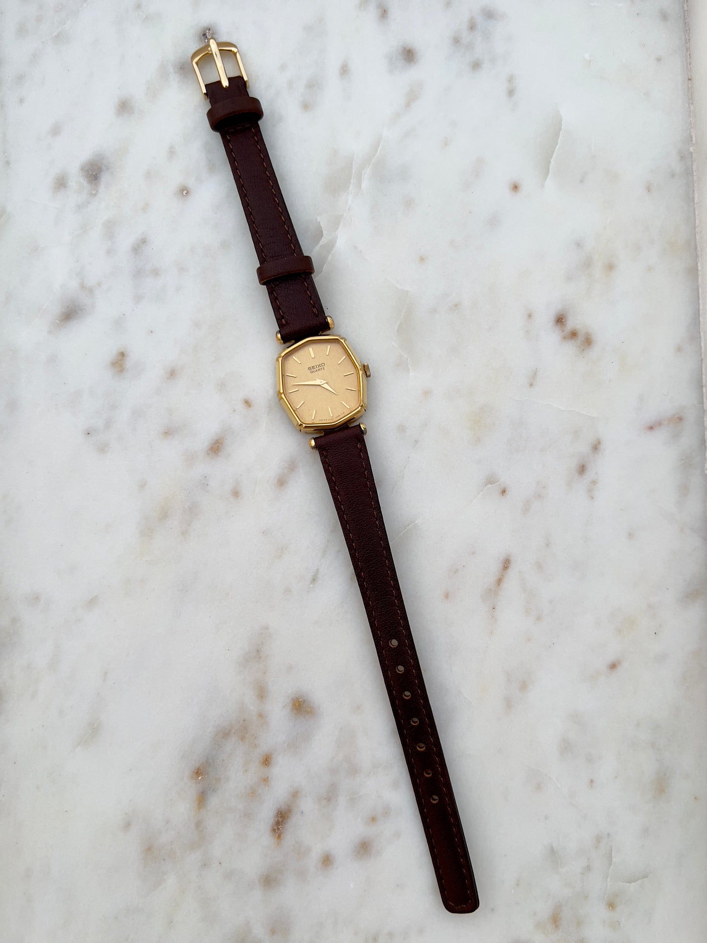 Seiko Gold Toned Woman's Watch with Enamel Accent