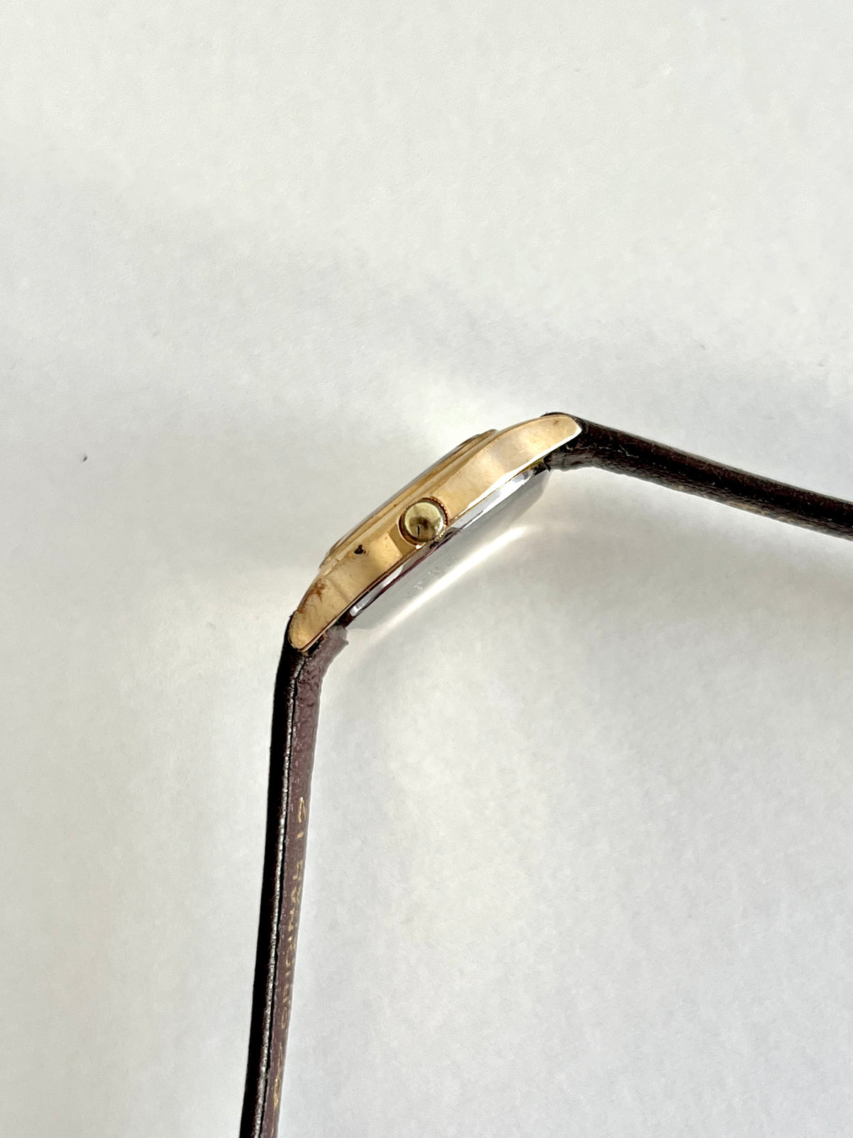 Seiko Gold Tone Cushion Case Women’s Watch, front view of a vintage women's watch at Gilded Hour.