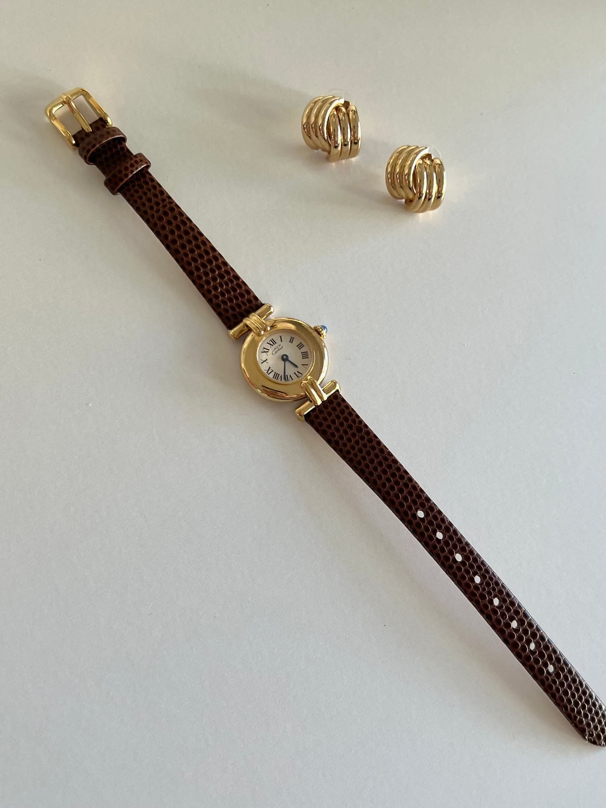 Must de Cartier Colisee Roman Dial Womens Watch, caseback detail of a vintage women's watch at Gilded Hour.