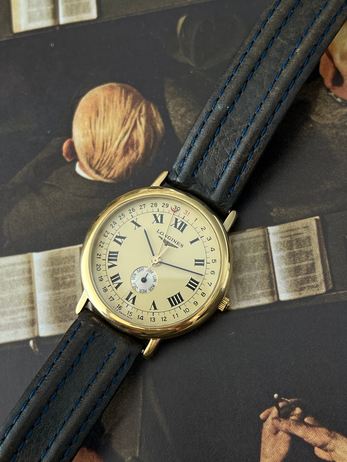 Longines Charleston Champagne Pointer Date Watch, caseback detail of a vintage women's watch at Gilded Hour.