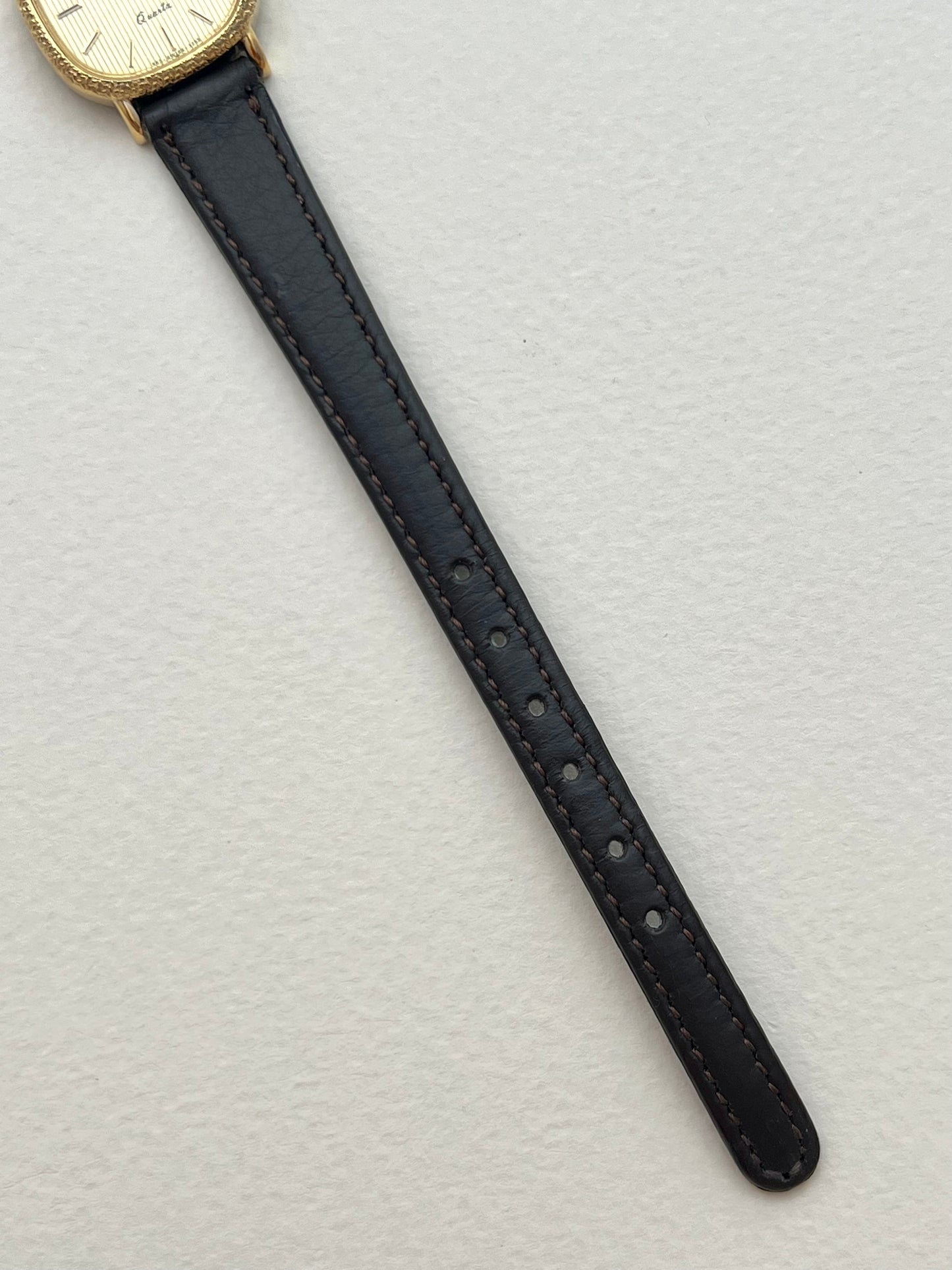 Longines Gold Cushion Womens Watch With Textured Bezel