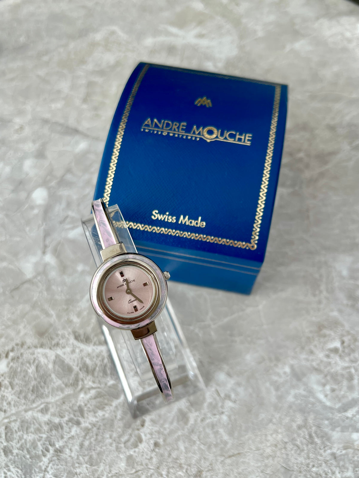 Andre Mouche Aura Interchangeable Bezel Pink Palladium Women’s Watch Set