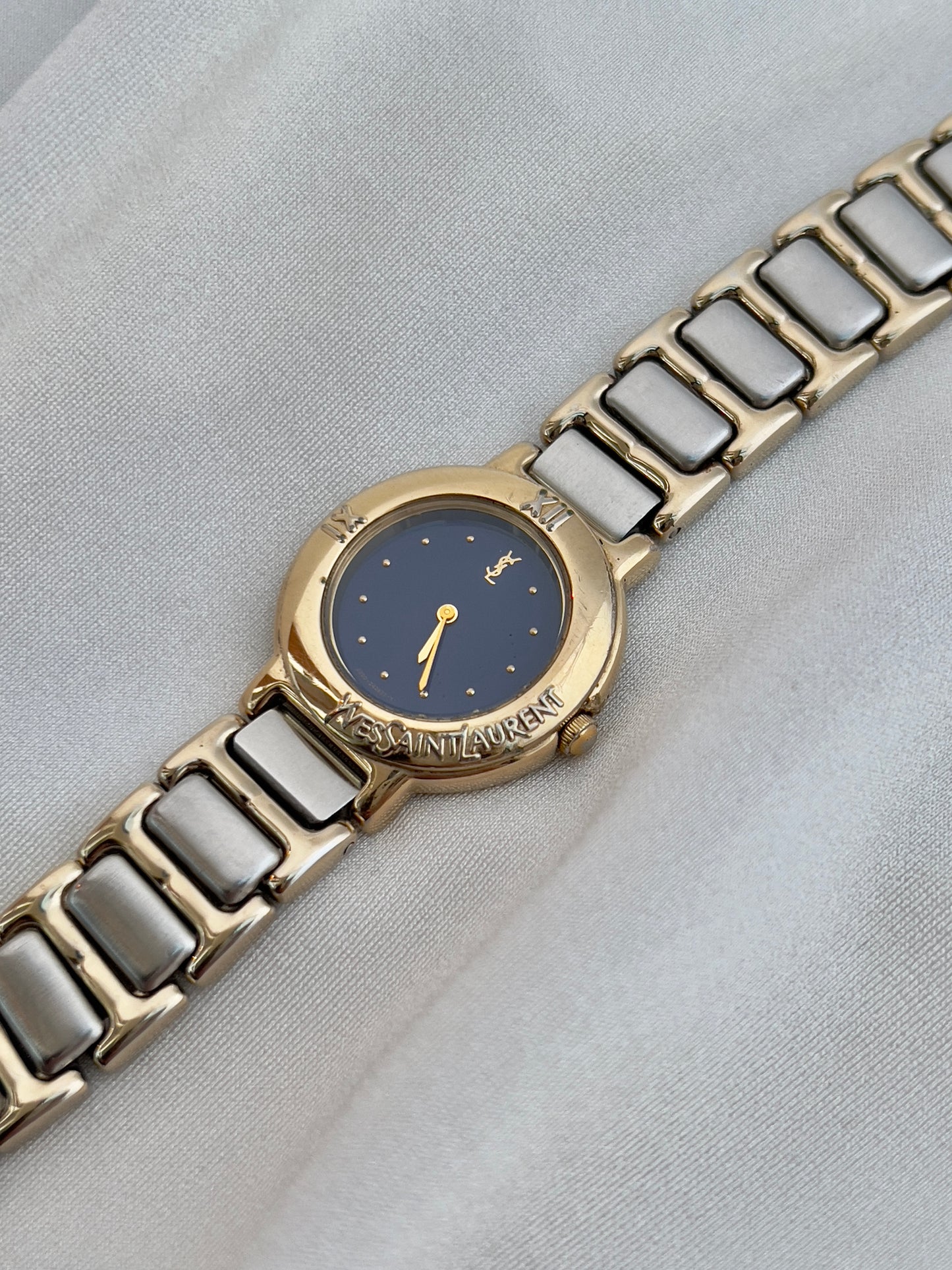 Yves Saint Laurent Two-Tone Deep Blue Dial Ladies’ Watch