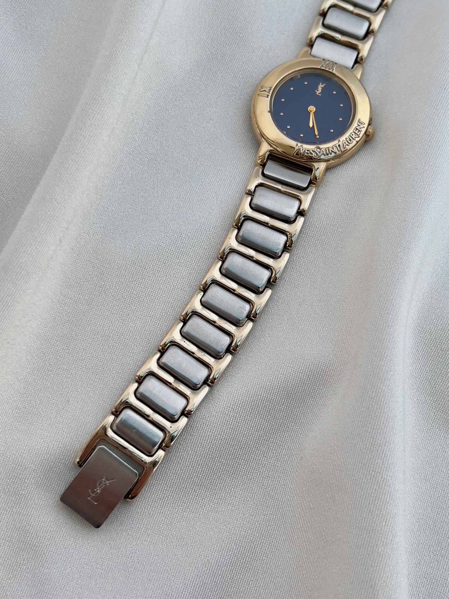 Yves Saint Laurent Two-Tone Deep Blue Dial Ladies’ Watch
