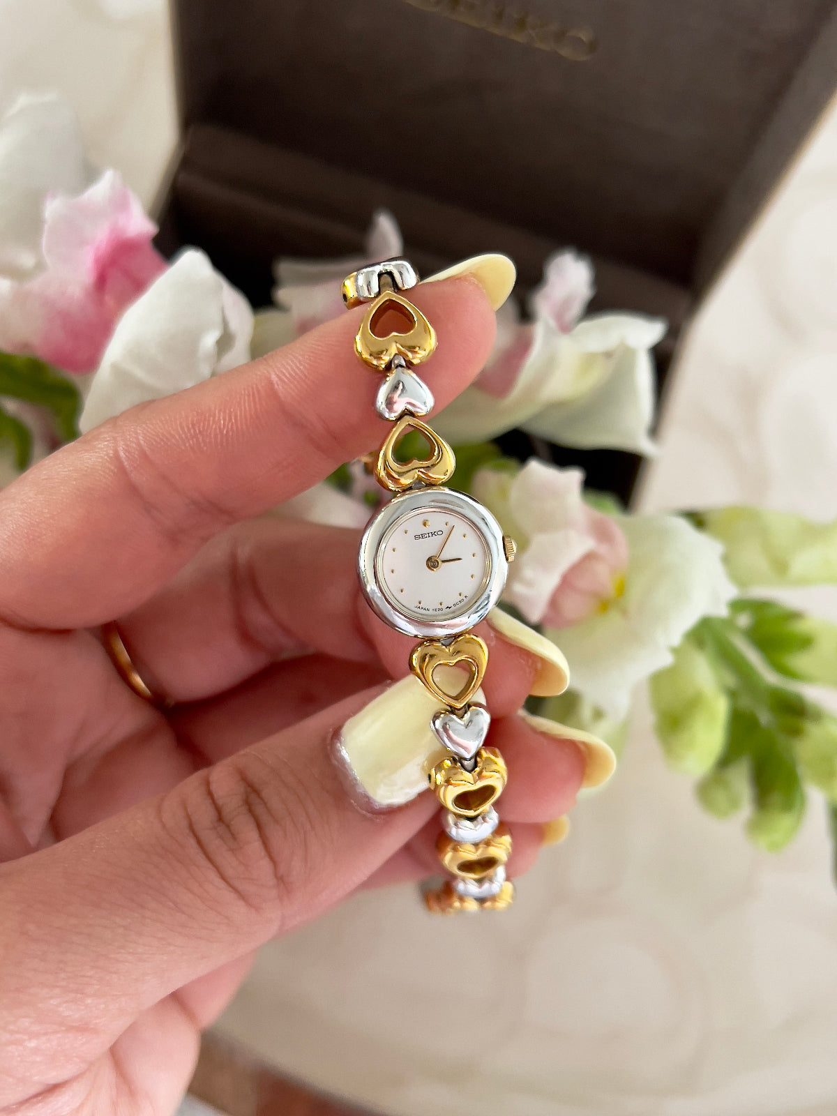 Seiko ladies' watch, petite, cute with hearts bracelet
