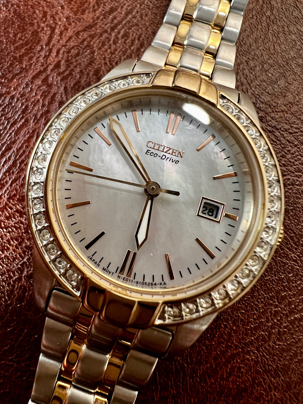 Citizen Eco Drive Pearl Dial Crystal Watch, product photograph 4.