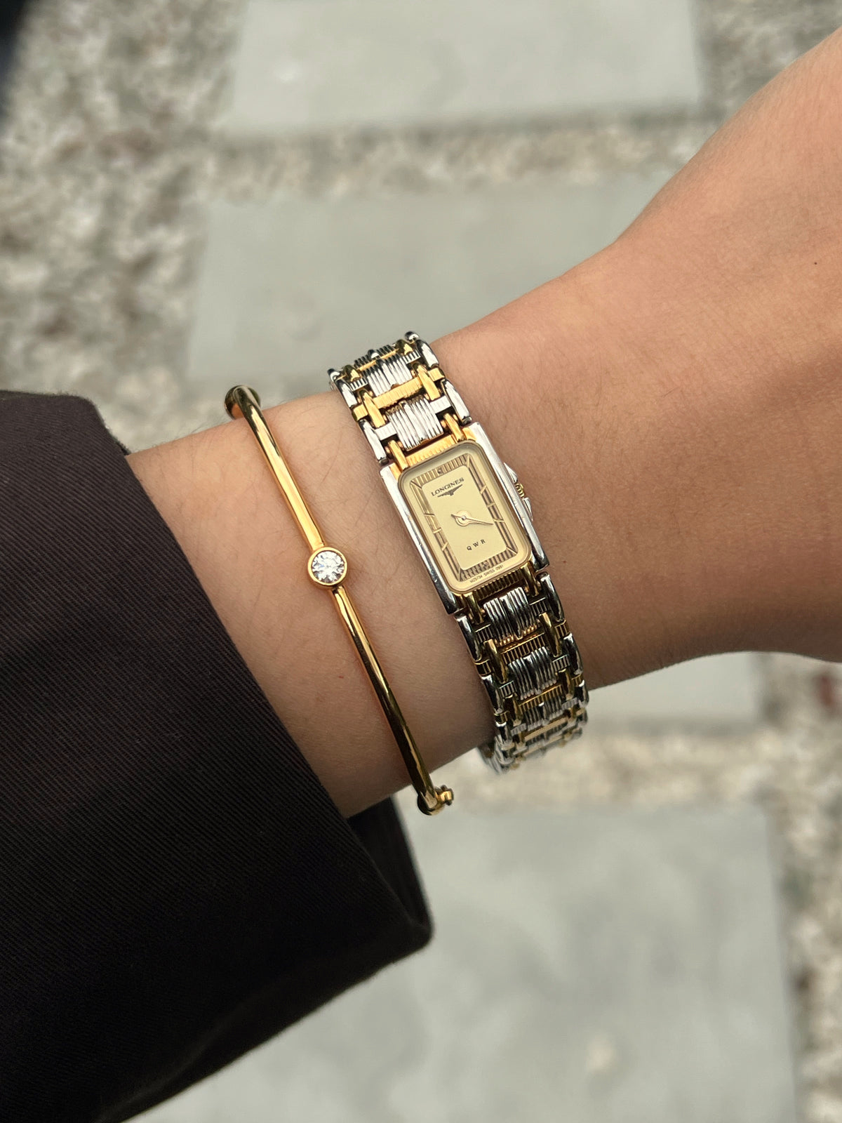Longines Champagne Dial Two Tone Tank Women's Watch — product photograph 4