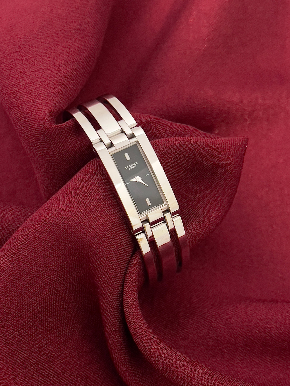 Seiko Lassale Charcoal Dial Silver Bangle Women’s Watch, product view.