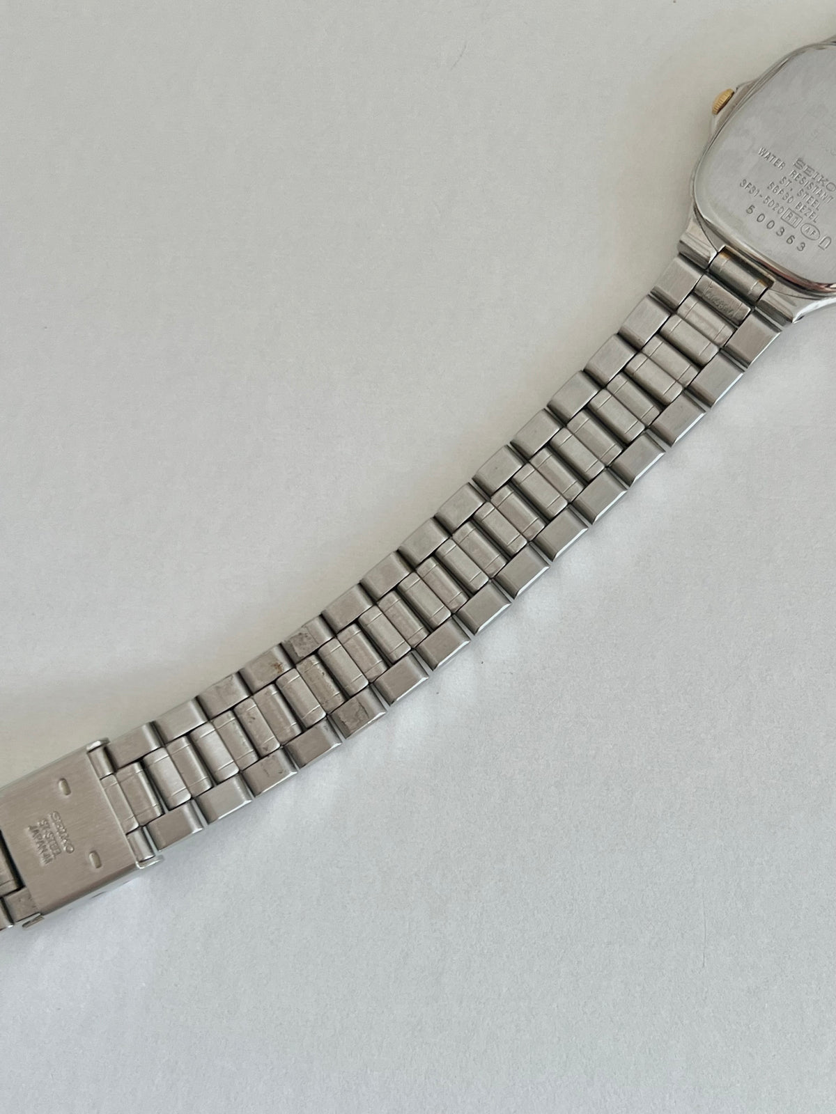 Seiko Linen Dial Two Tone Cushion Women's Watch — product photograph 8, Gilded Hour NZ.
