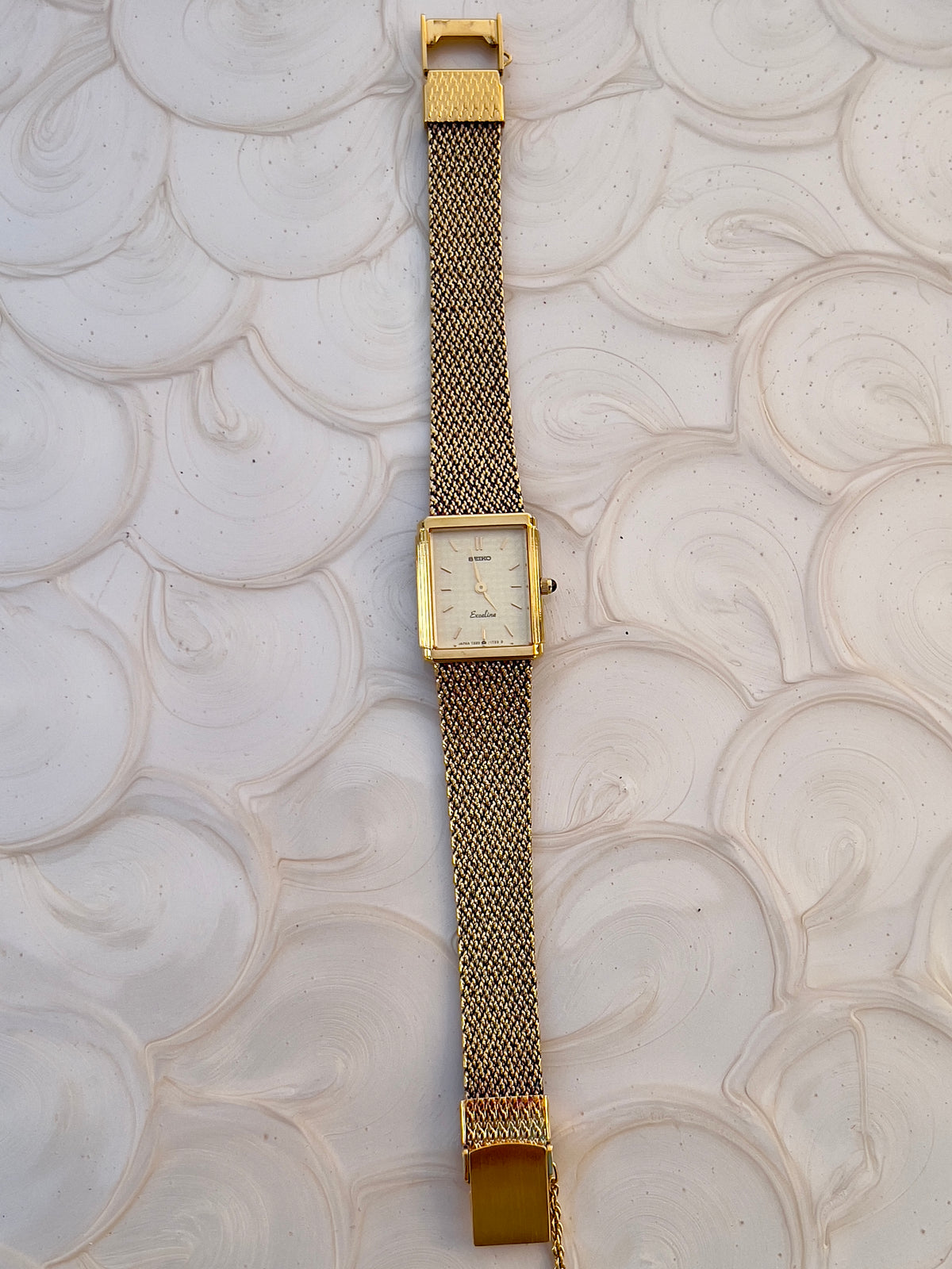 Seiko Exceline Champagne Dial Gold Tone Tank Women's Watch — product photograph 7