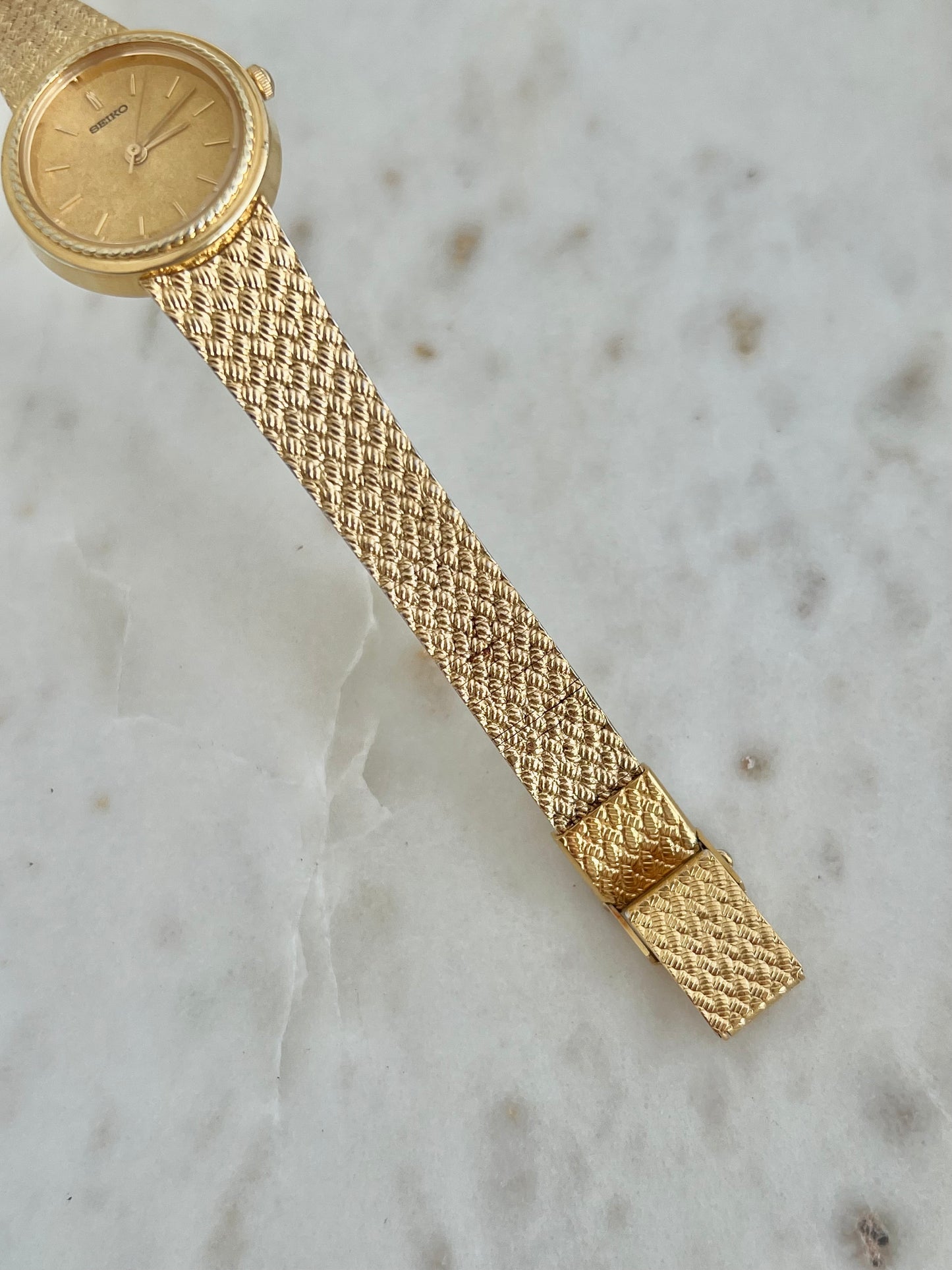 Seiko Gold Rope Bezel Women's Watch with Mesh Bracelet
