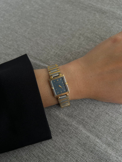 Charles Jourdan Two Tone Rectangular Ladies Watch Blue Dial