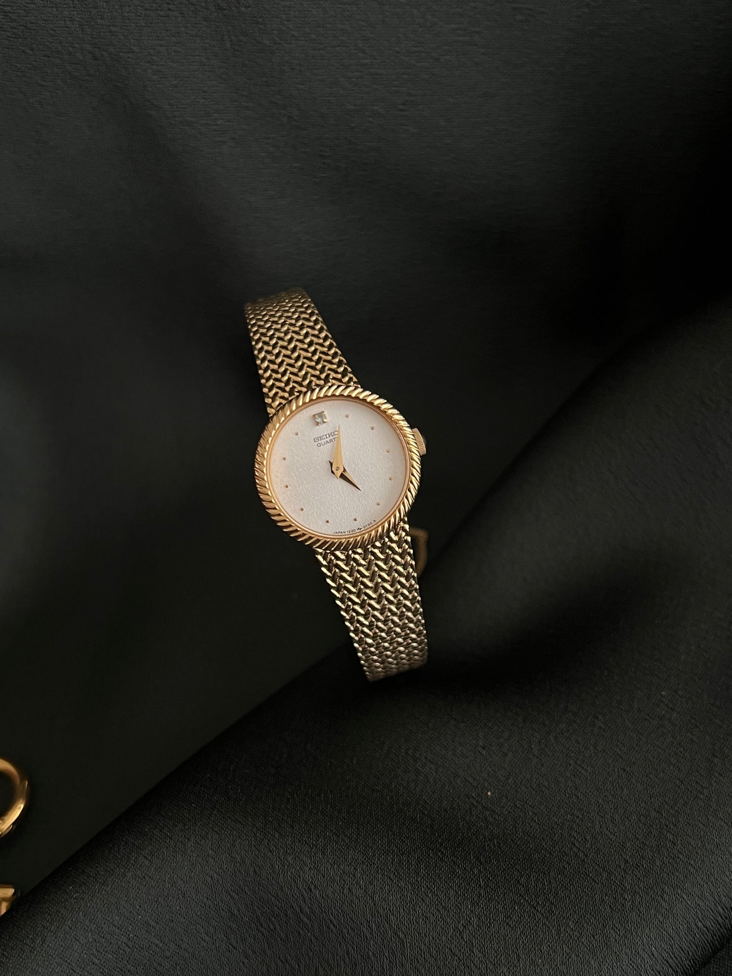 Seiko Womens Watch with Rope Bezel and Gold Woven Bracelet