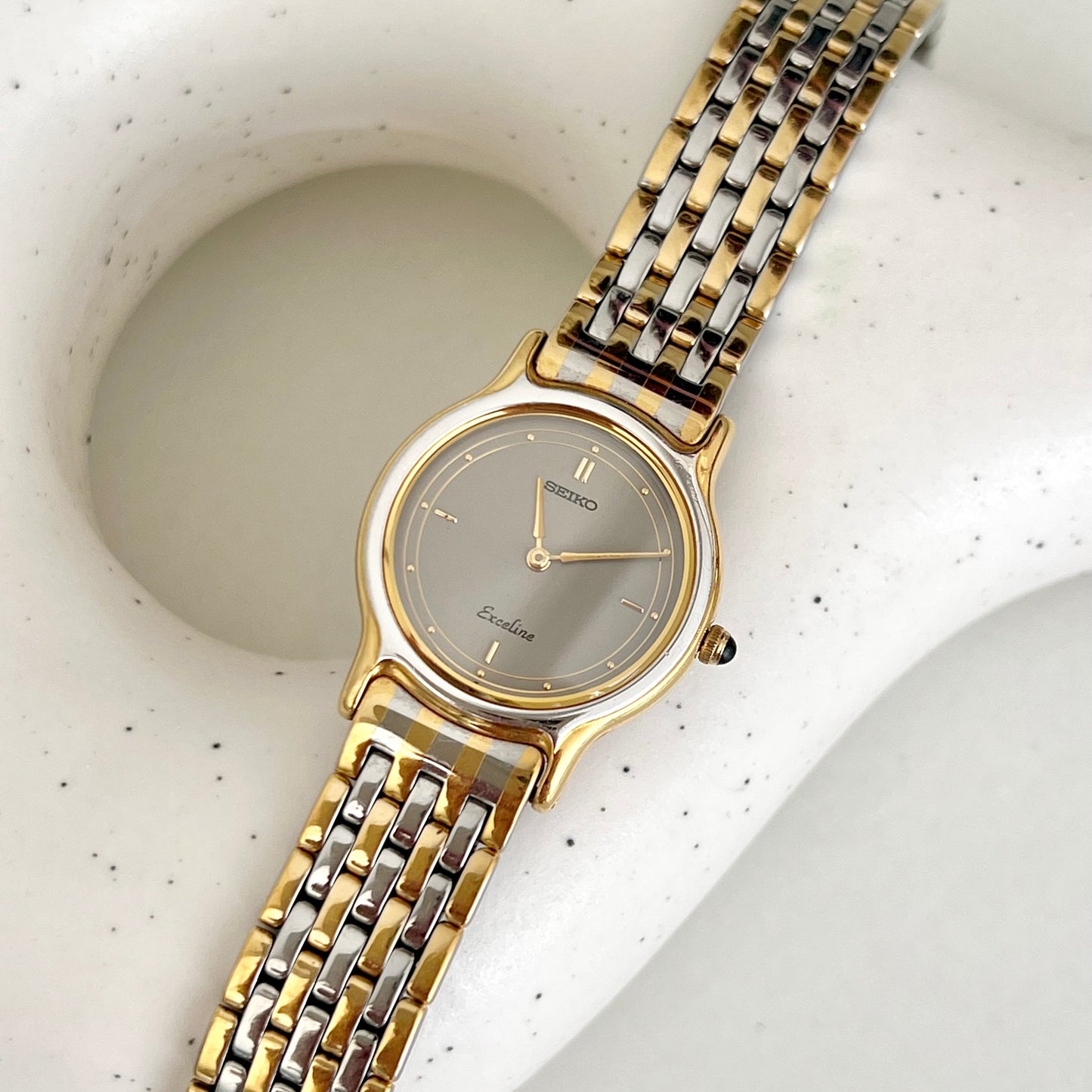 Seiko Exceline Two Tone Sculpted Bracelet Women's Watch