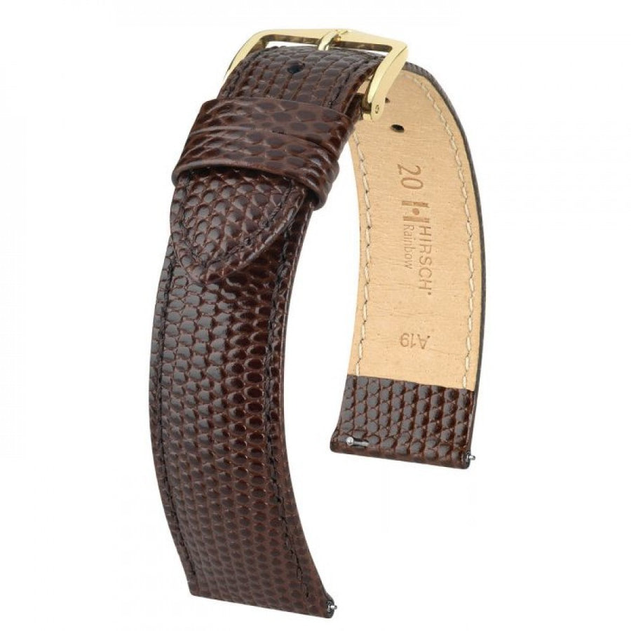 HIRSCH Rainbow brown lizard-embossed leather watch strap