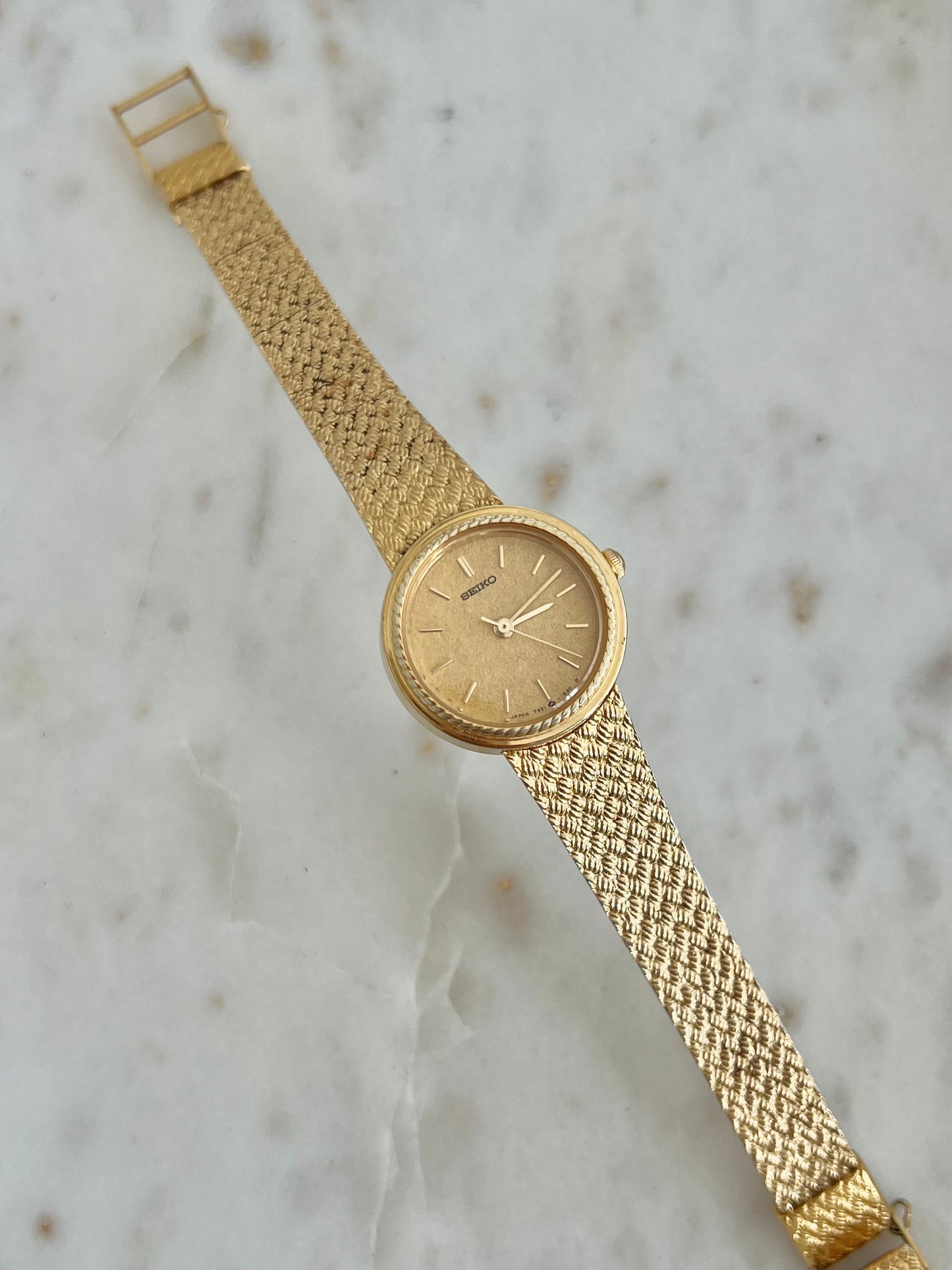 Seiko Gold Rope Bezel Women's Watch with Mesh Bracelet